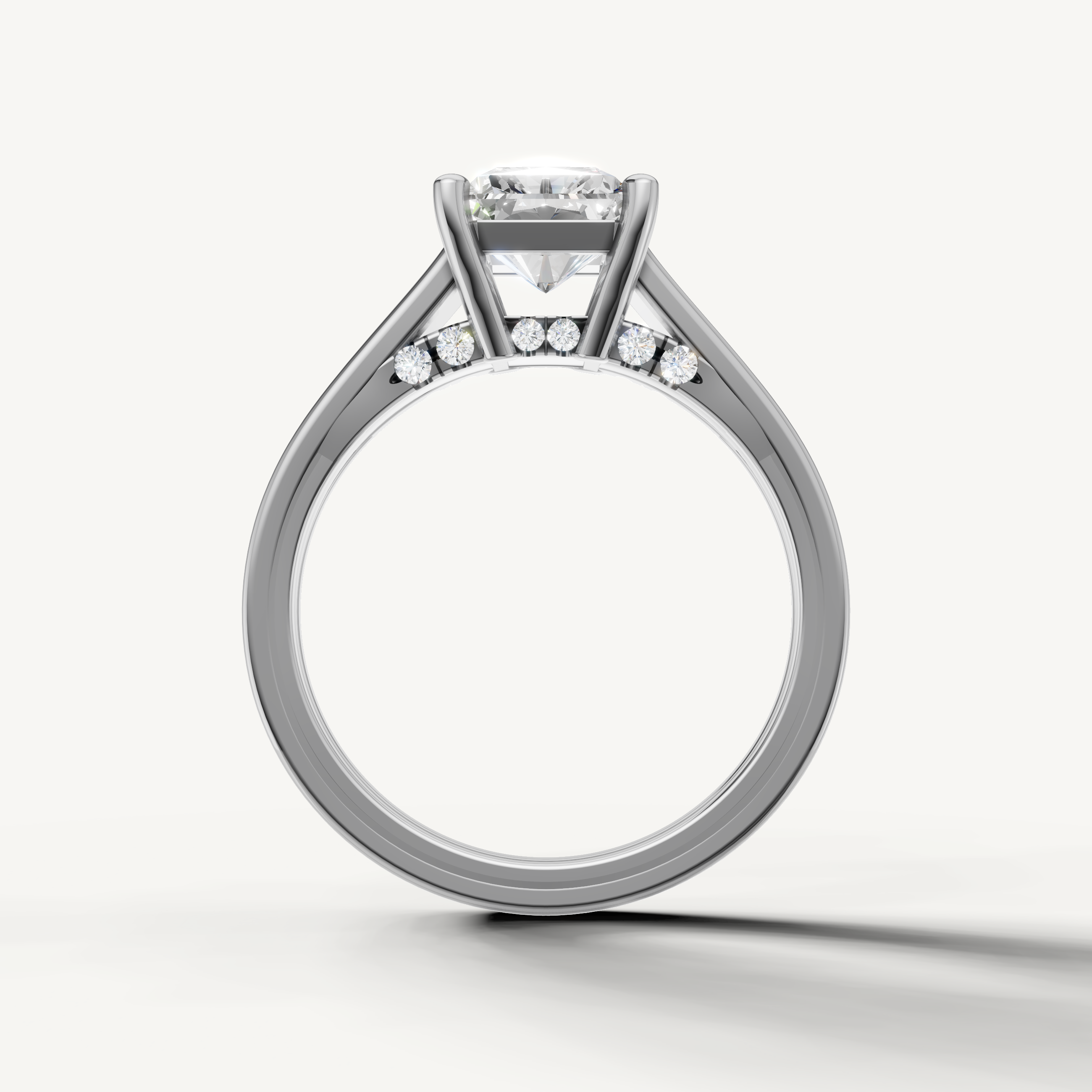White Gold Radiant Shape Lab Grown Diamond Ring with Hidden Pavé Detail – Raul Diamonds