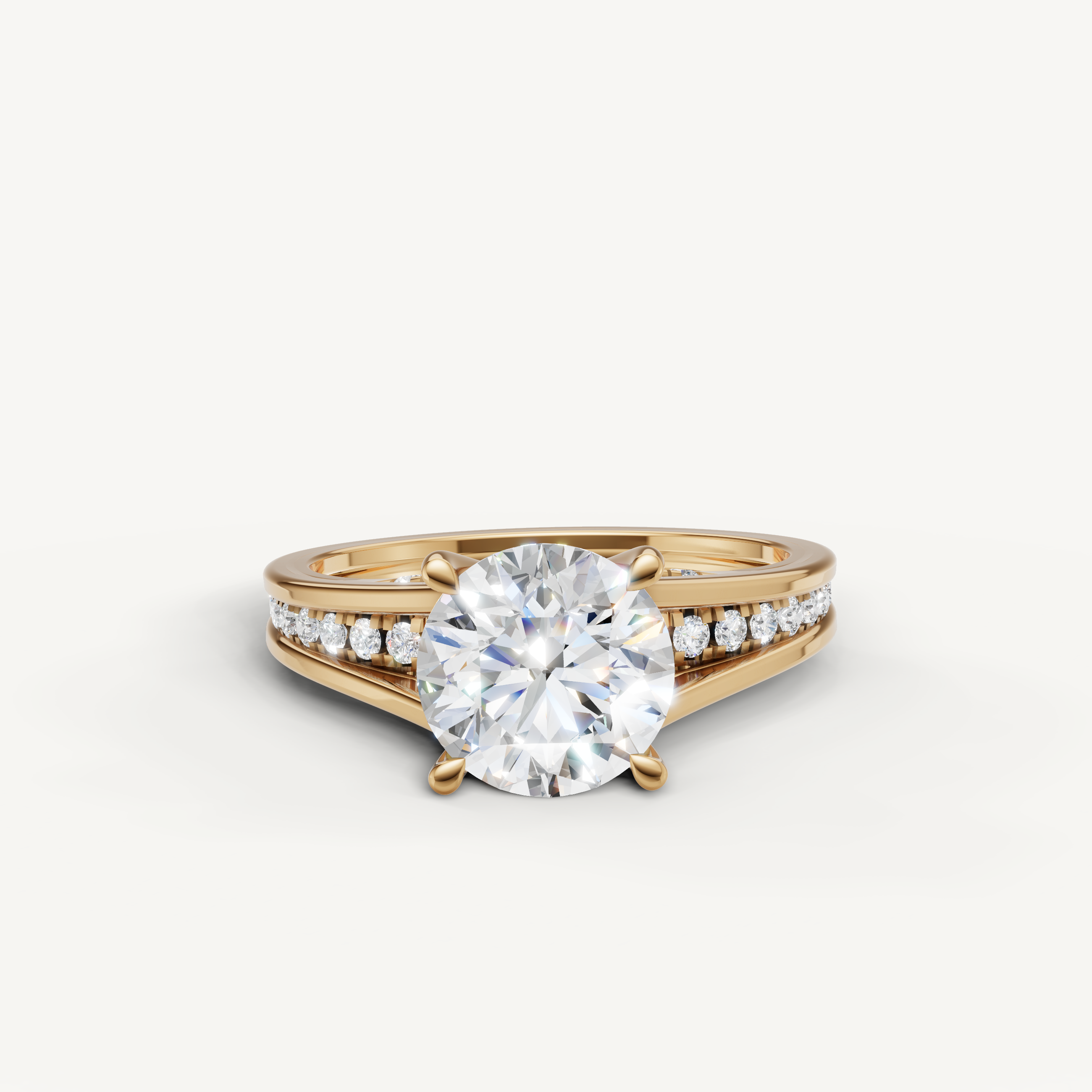 Round Cut Lab Grown Diamond Engagement Ring in 14K Yellow Gold – Raul Diamonds