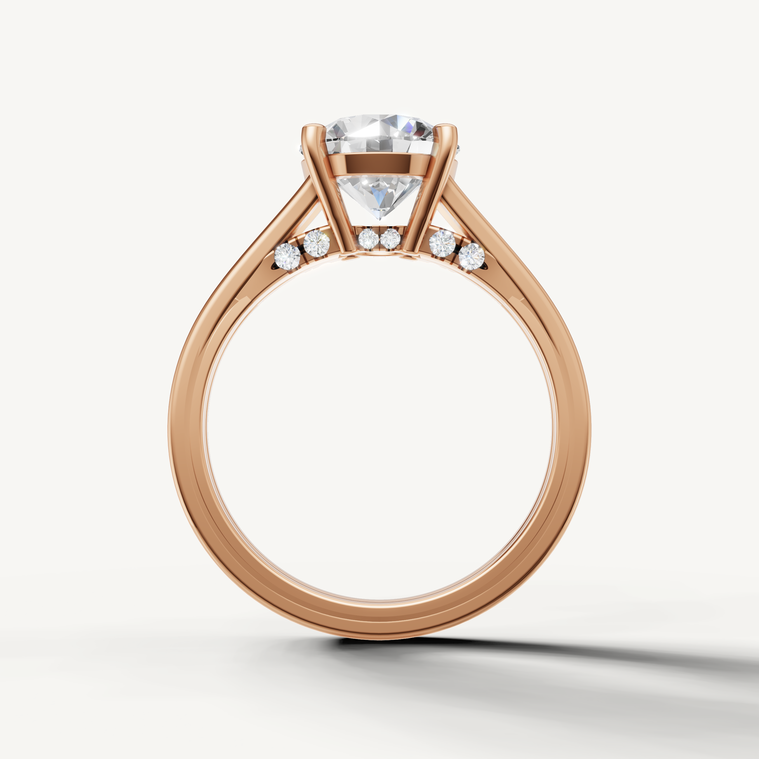 Rose Gold Round Shape Engagement Ring with Modern Split Band – Raul Diamonds