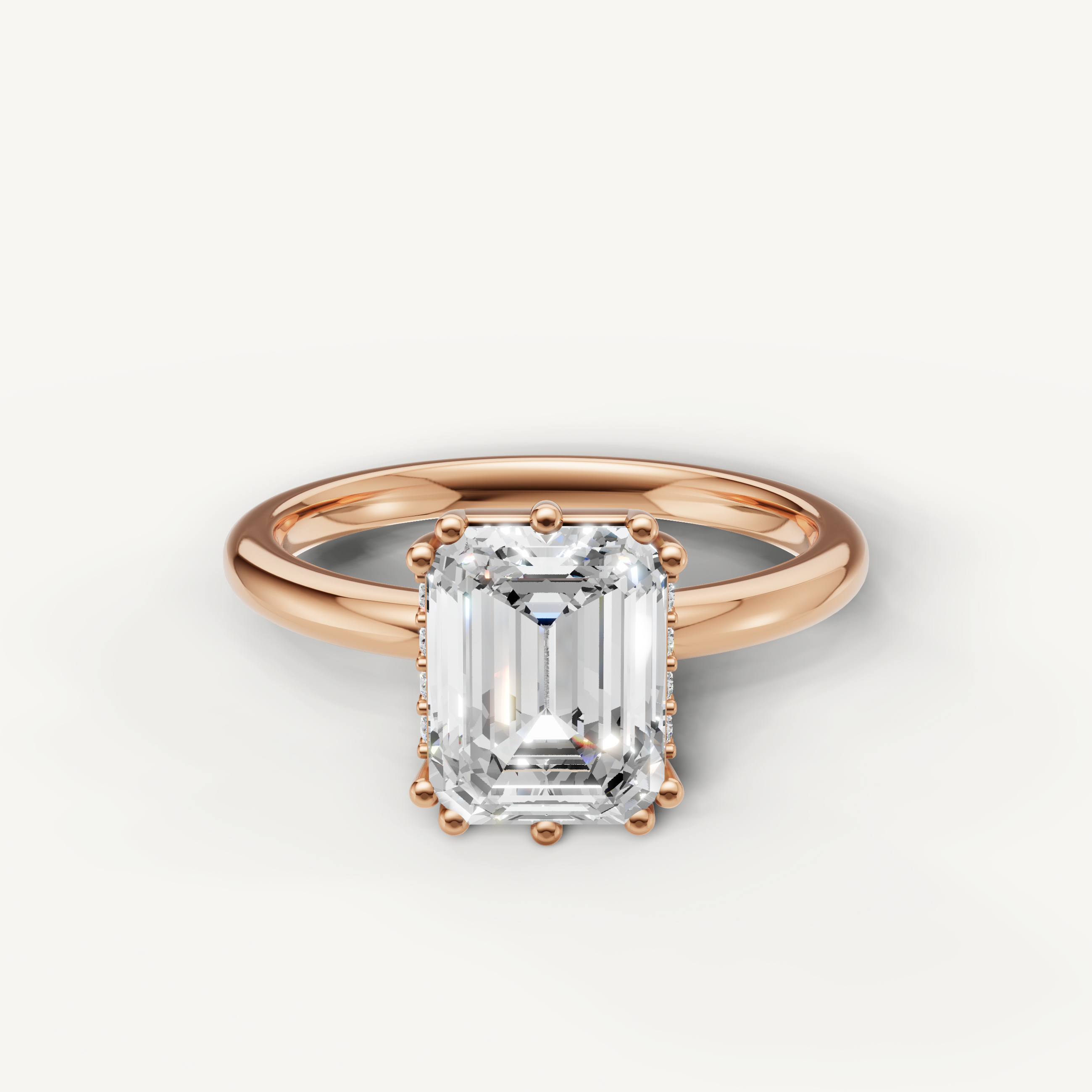 Emerald Cut Lab Grown Diamond Engagement Ring in 14K Rose Gold – Raul Diamonds