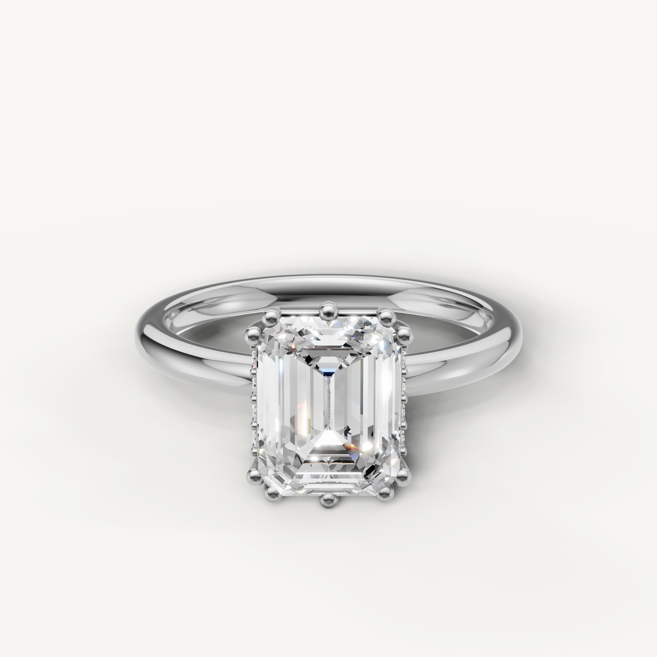 Emerald Cut Lab Grown Diamond Engagement Ring in 14K White Gold – Raul Diamonds
