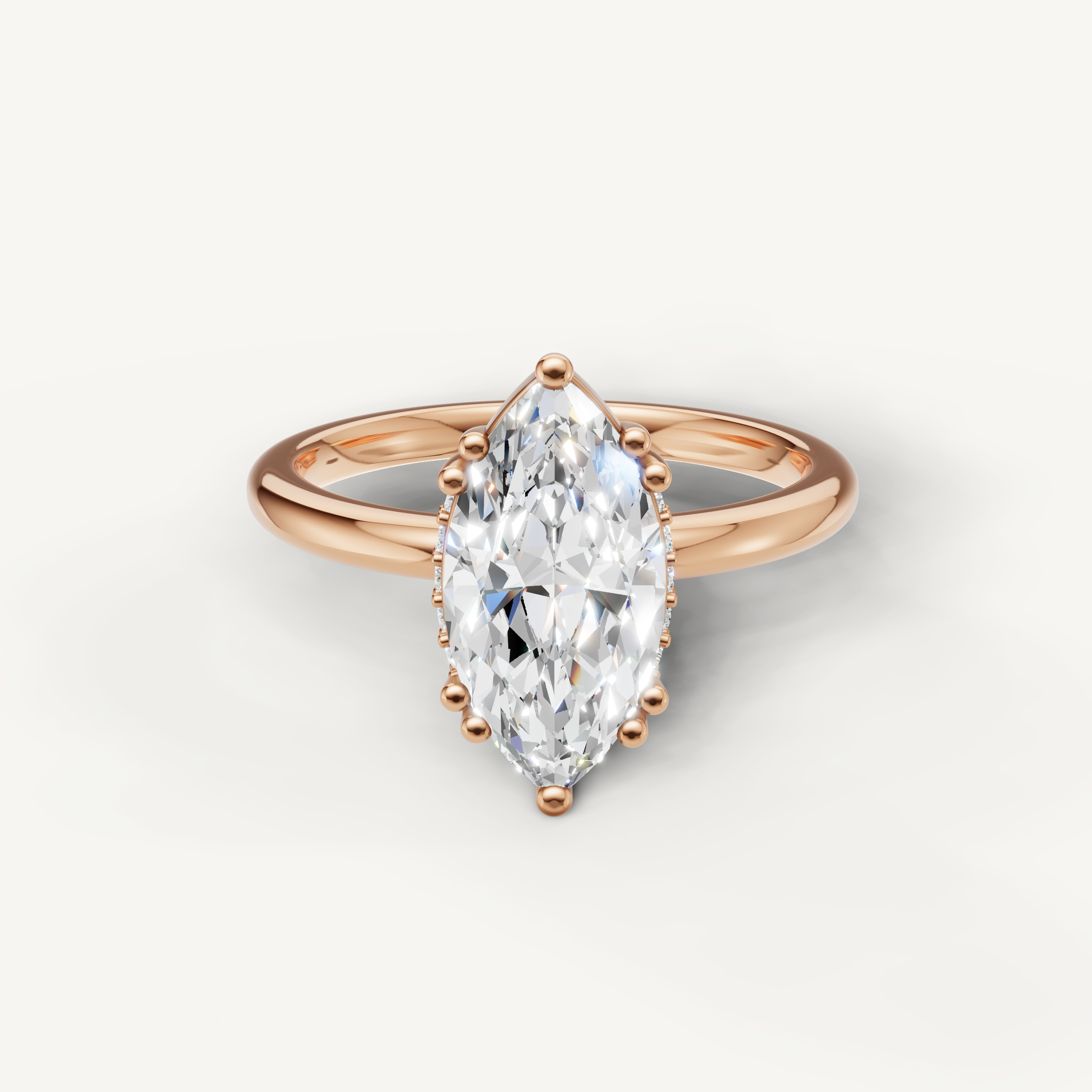 Marquise Cut Lab Grown Diamond Engagement Ring in 14K Rose Gold – Raul Diamonds