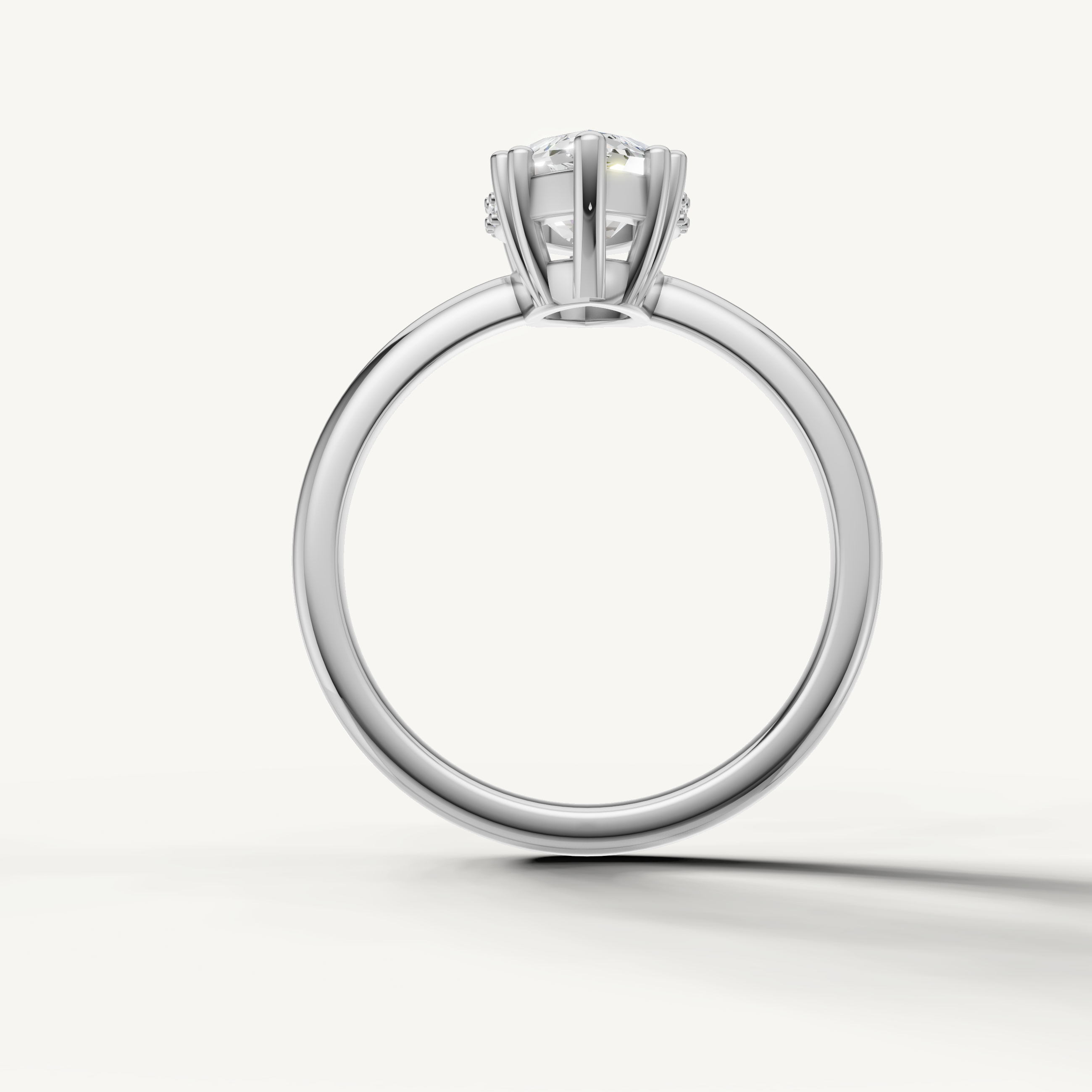 White Gold Marquise Engagement Ring with Hidden Pavé Accent – Raul Diamonds