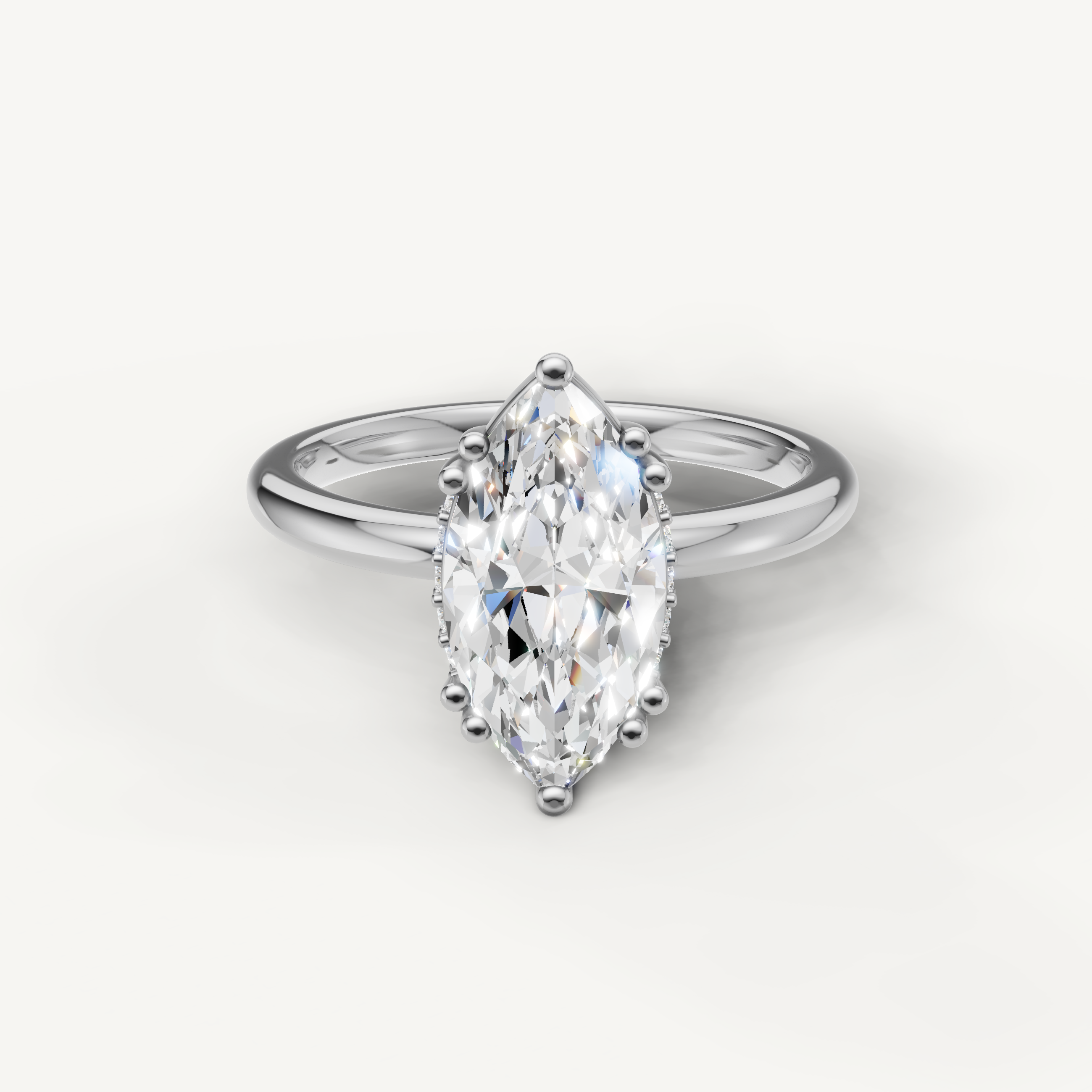 Marquise Cut Lab Grown Diamond Engagement Ring in 14K White Gold – Raul Diamonds