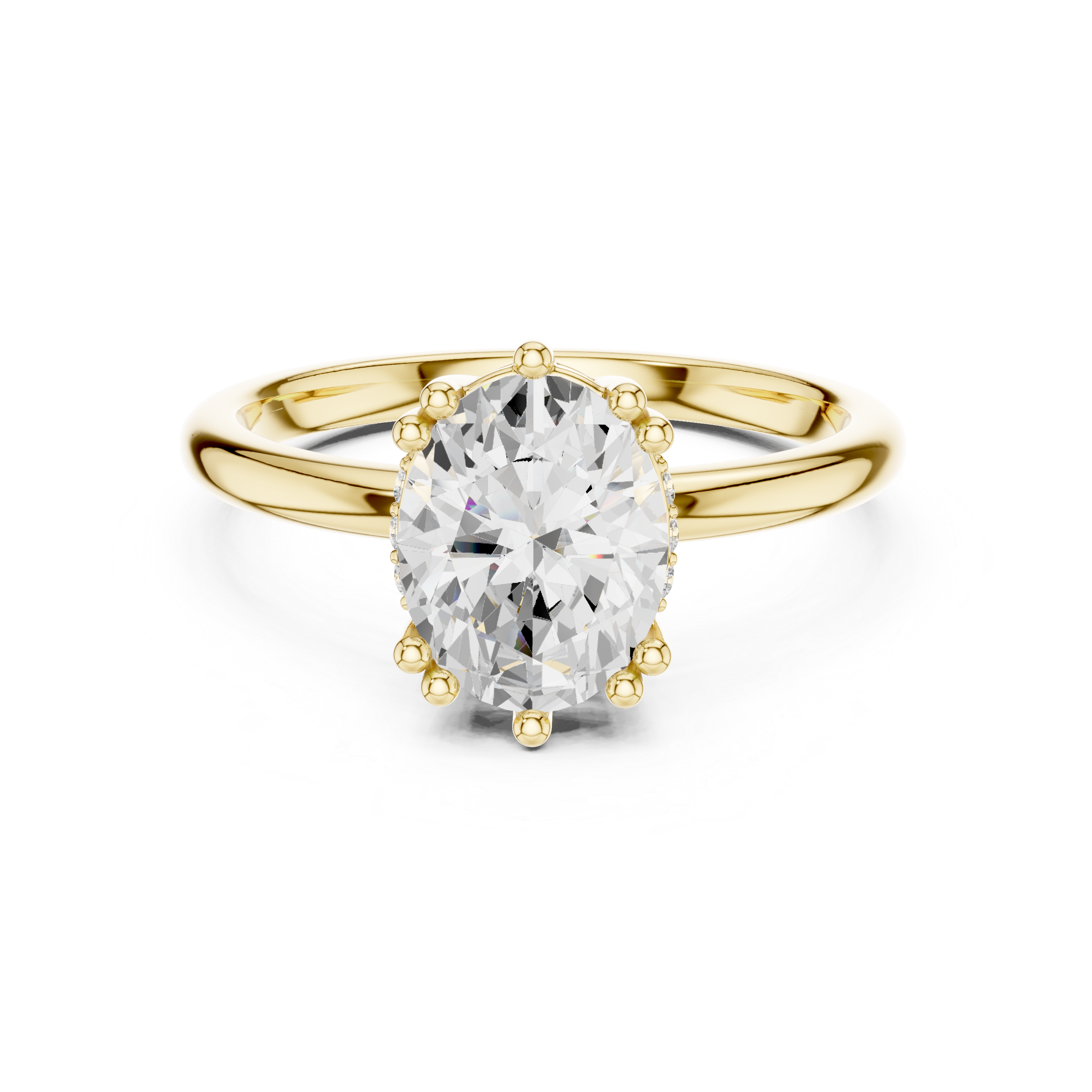 2ct Oval Lab-Grown Diamond Hidden Halo Engagement Ring in 14K Gold
