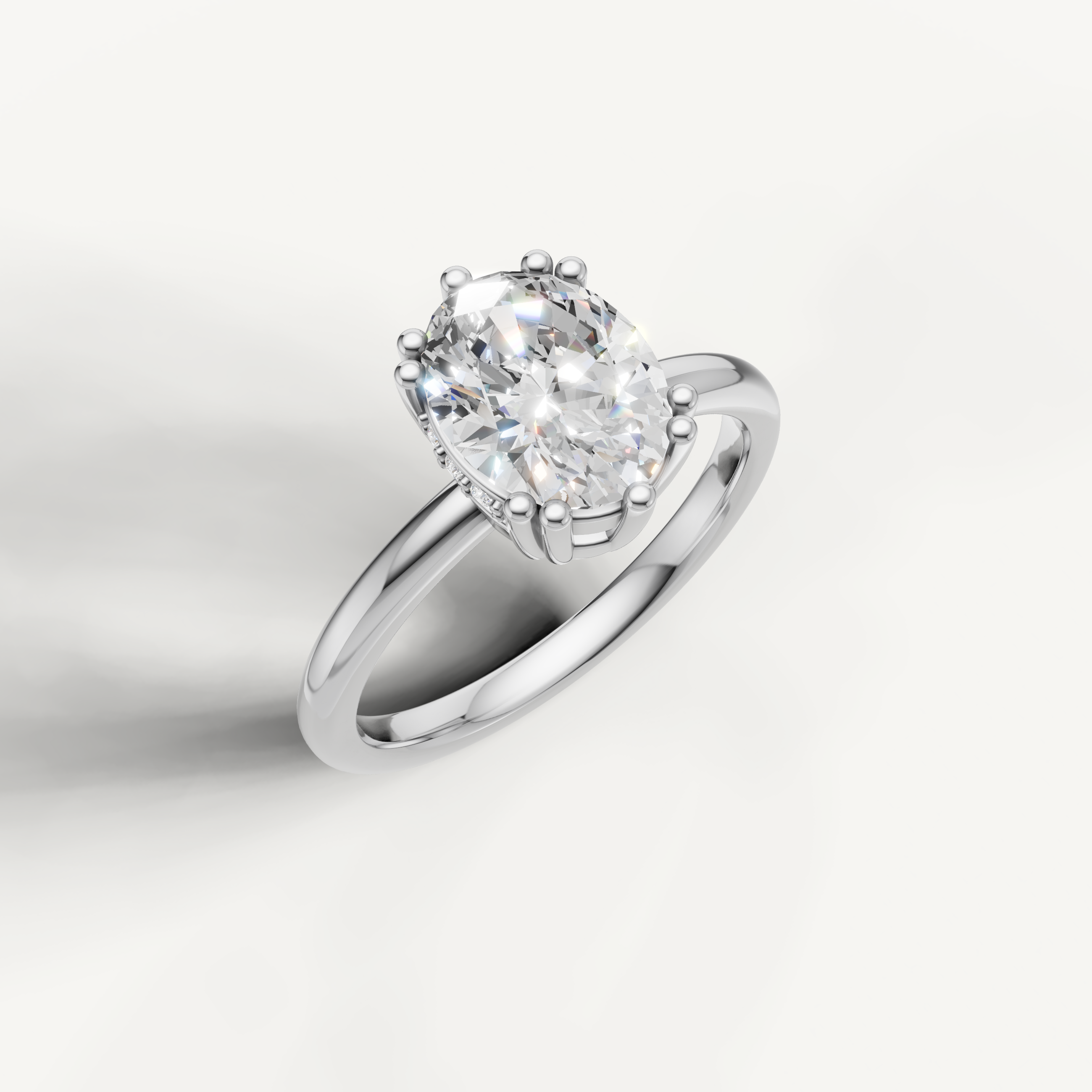 14K White Gold Oval Lab Diamond Ring with Hidden Halo Setting – Raul Diamonds