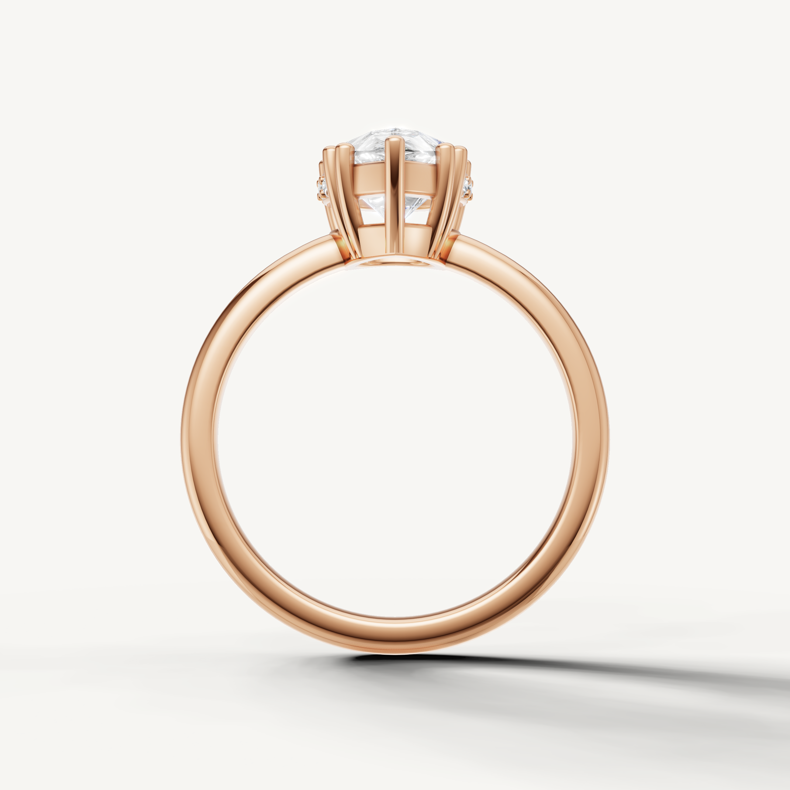 14K Rose Gold Pear Cut Engagement Ring with Hidden Pavé Detail – Raul Diamonds