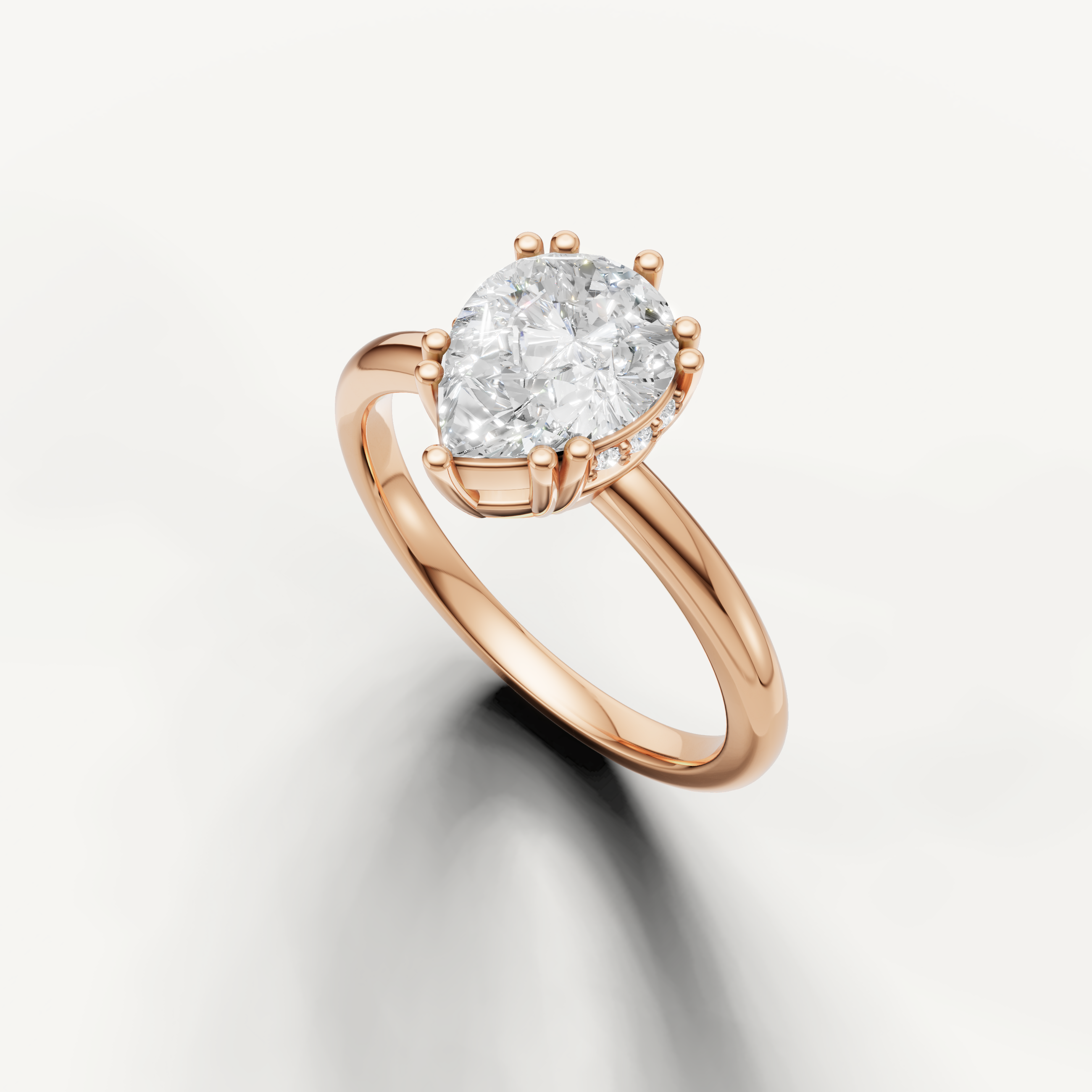 Elegant Pear Lab Grown Diamond Solitaire Ring in Rose Gold – Raul Diamonds