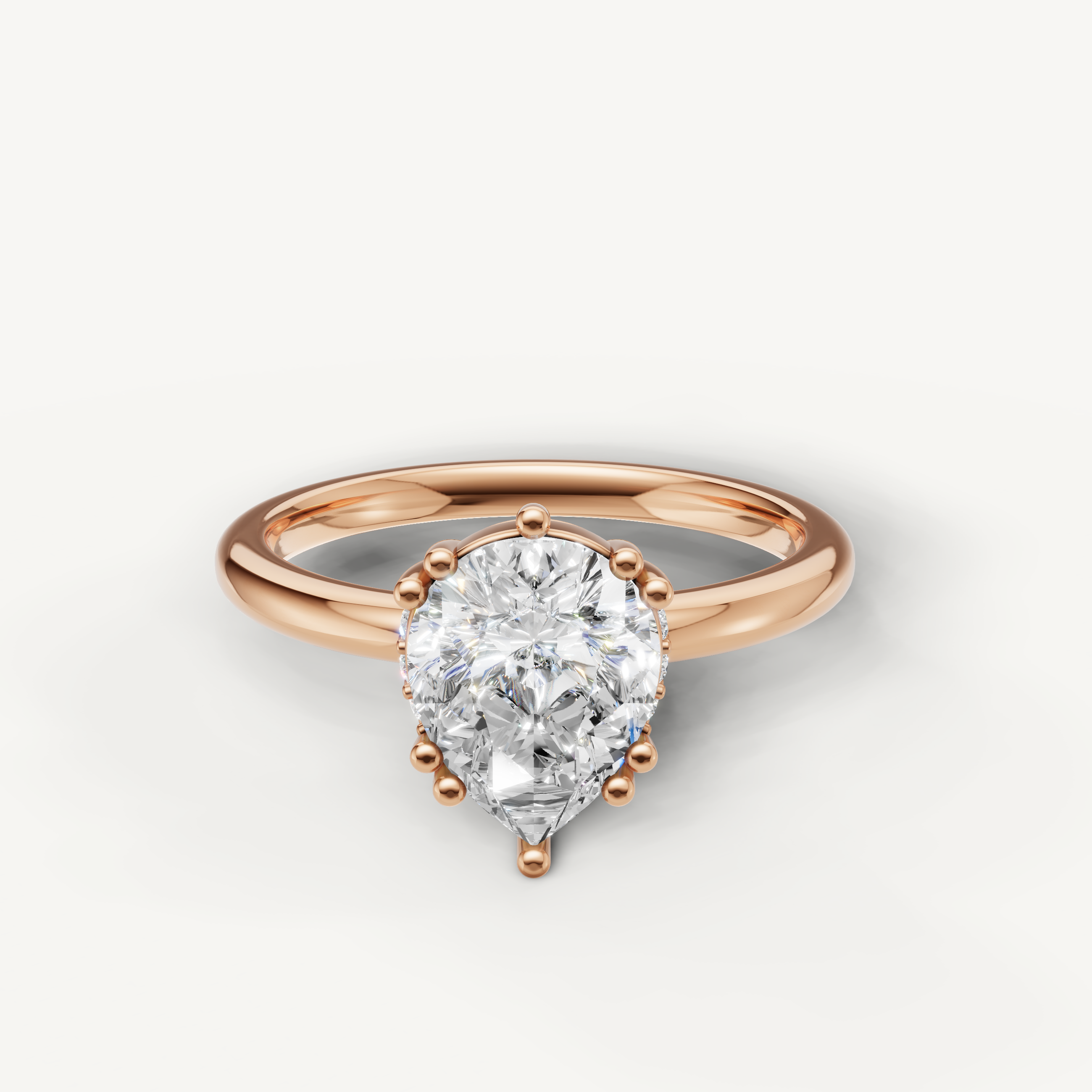 Pear Cut Lab Grown Diamond Engagement Ring in 14K Rose Gold – Raul Diamonds