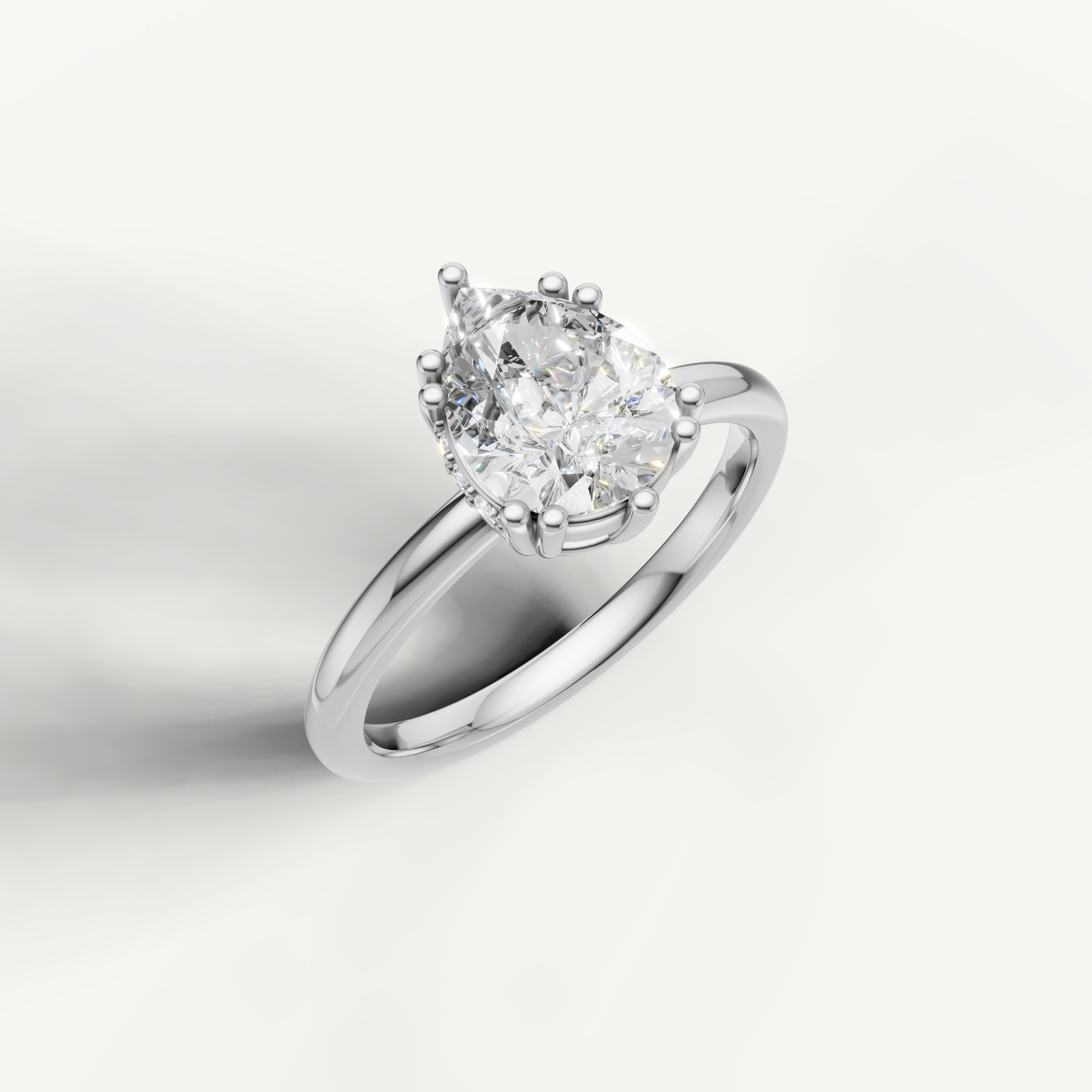 14K White Gold Pear Lab Diamond Ring with Hidden Halo Setting – Raul Diamonds