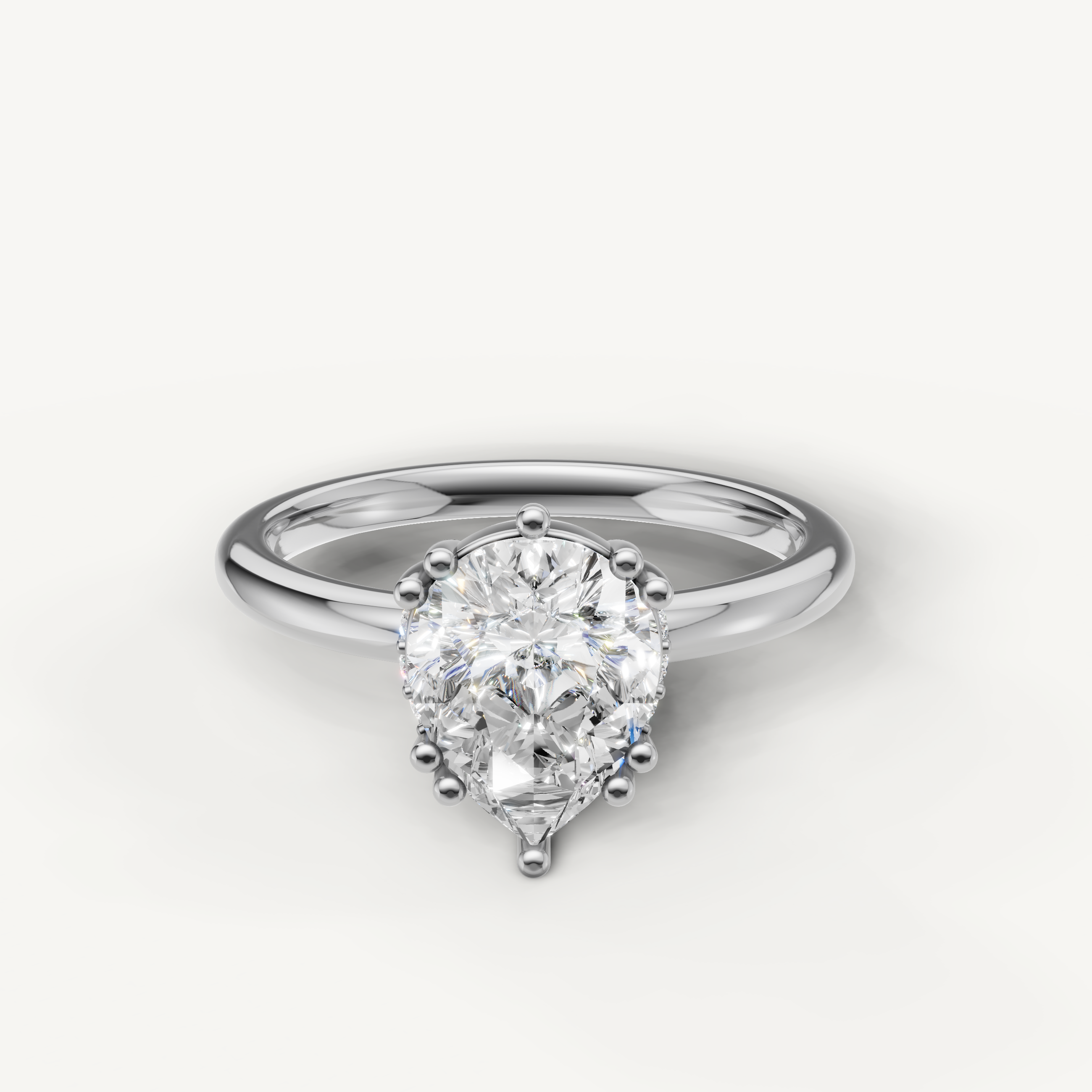 Pear Cut Lab Grown Diamond Engagement Ring in 14K White Gold – Raul Diamonds