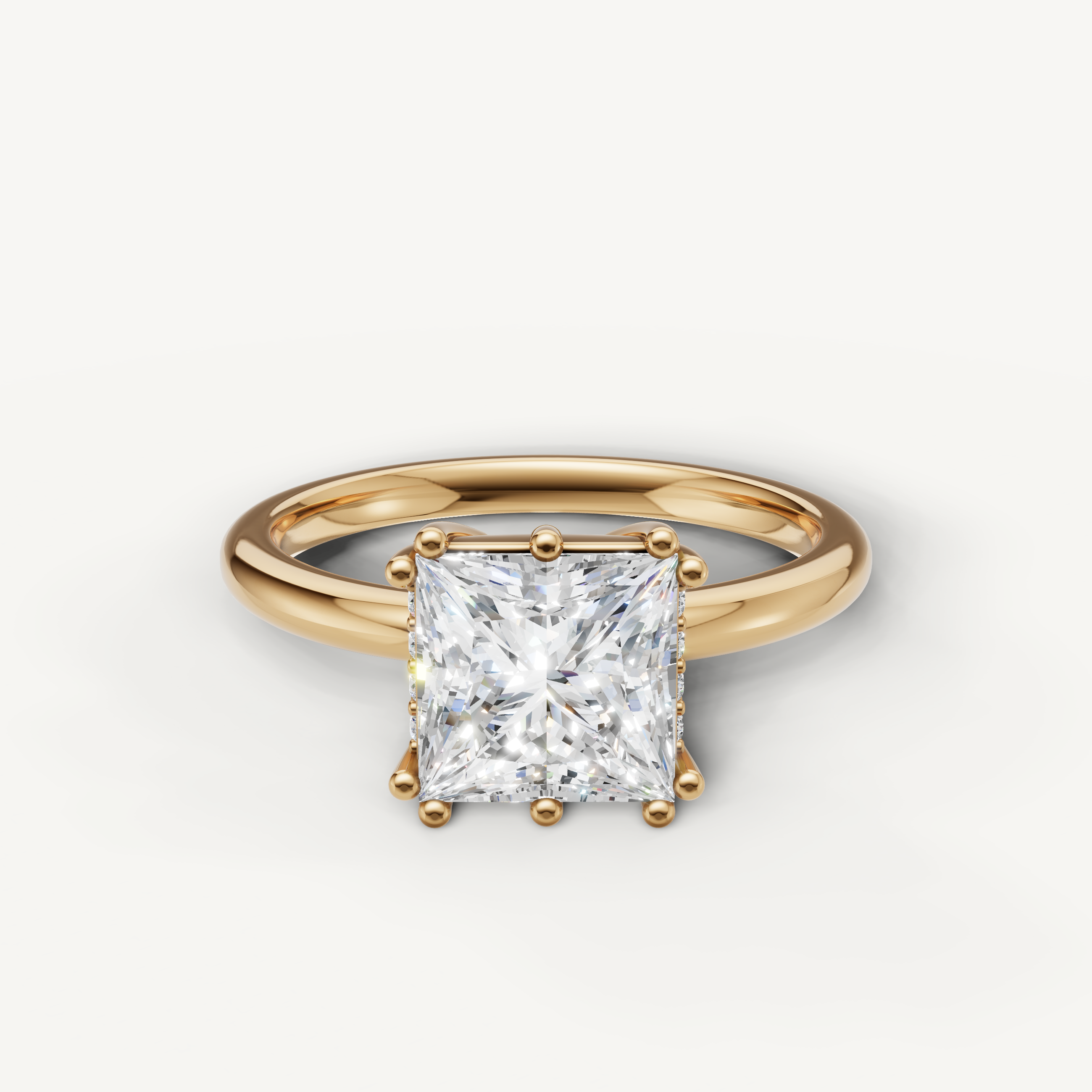 Princess Cut Lab Grown Diamond Engagement Ring in 14K Yellow Gold – Raul Diamonds