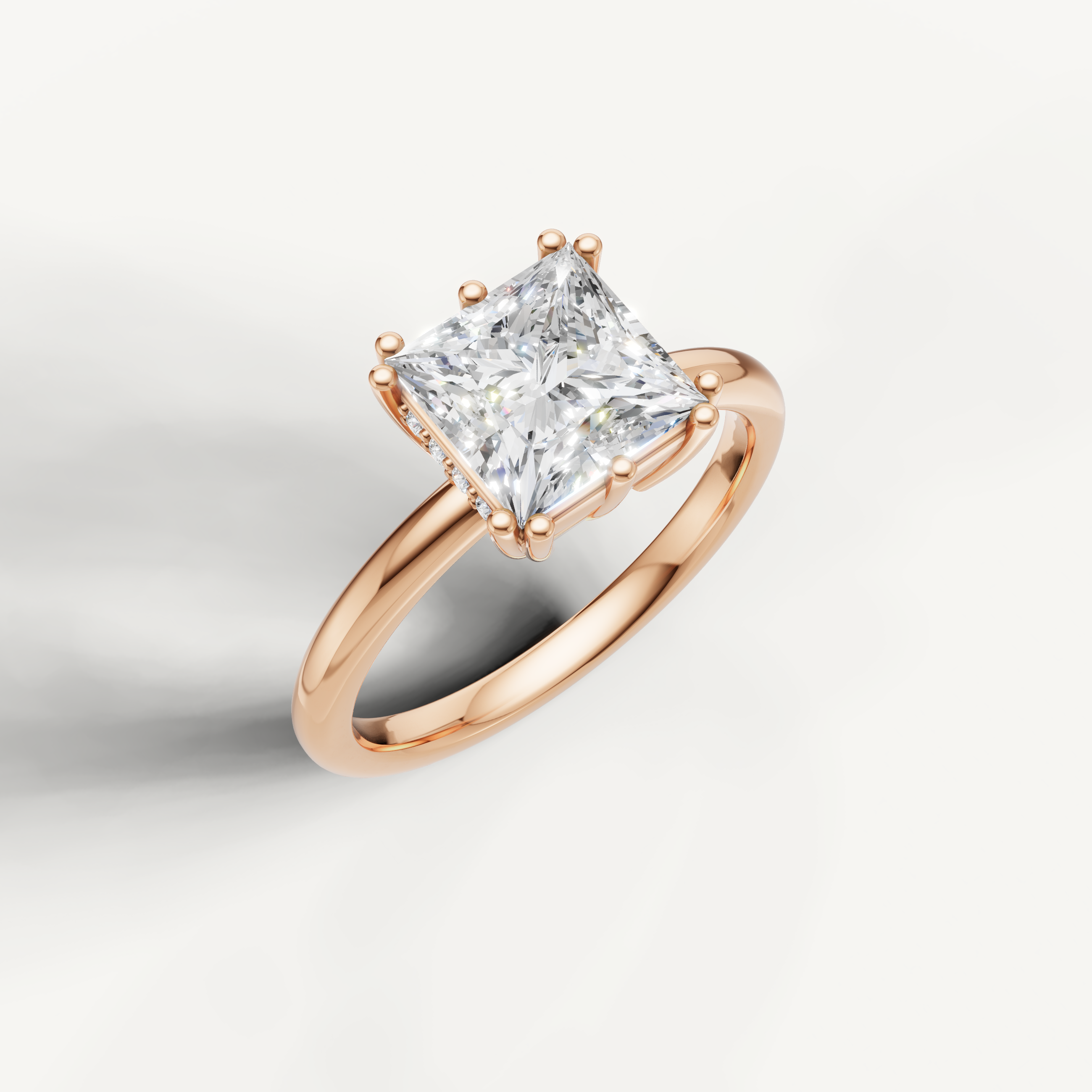 Elegant Princess Lab Grown Diamond Solitaire Ring in Rose Gold – Raul Diamonds