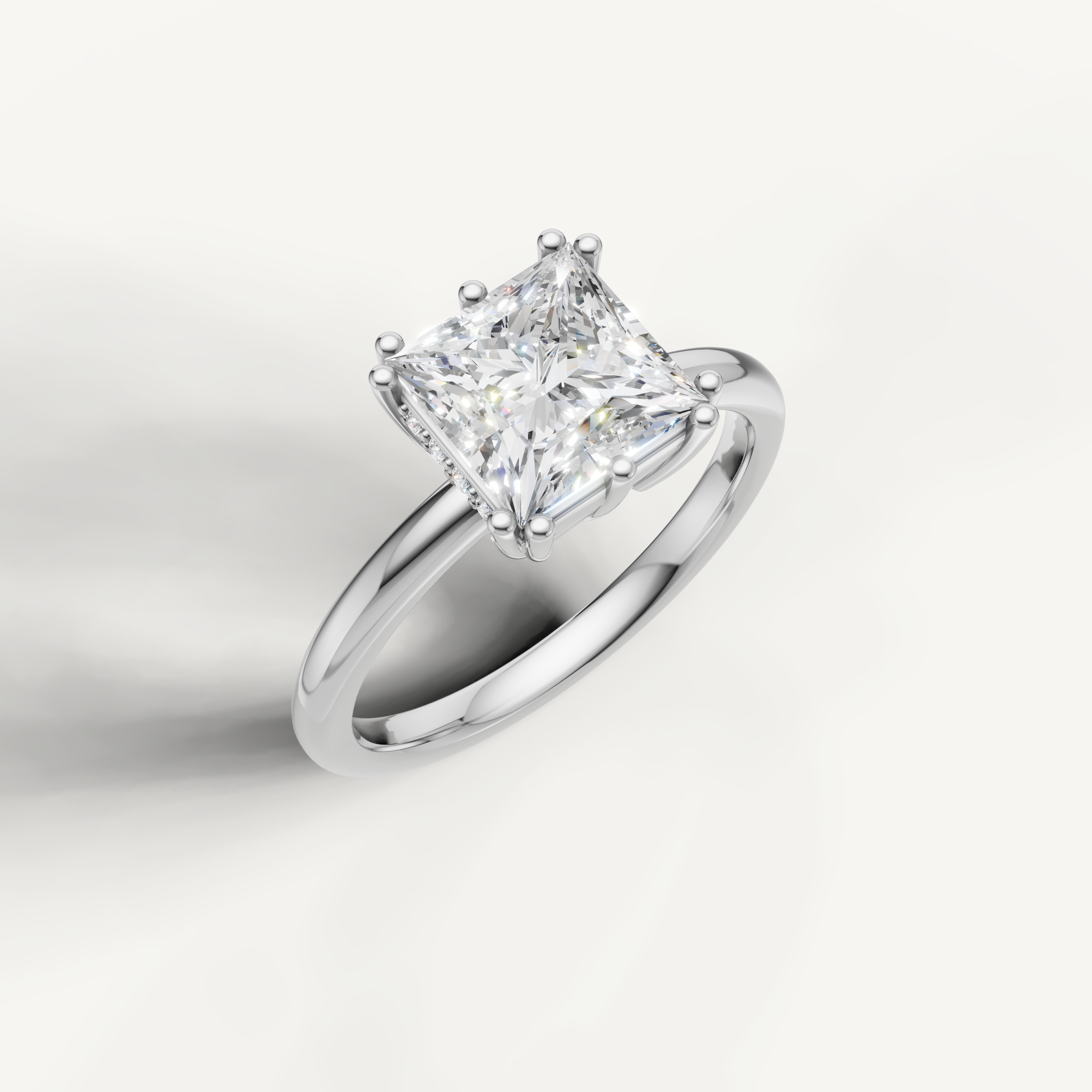 14K White Gold Princess Lab Diamond Ring with Hidden Halo Setting – Raul Diamonds
