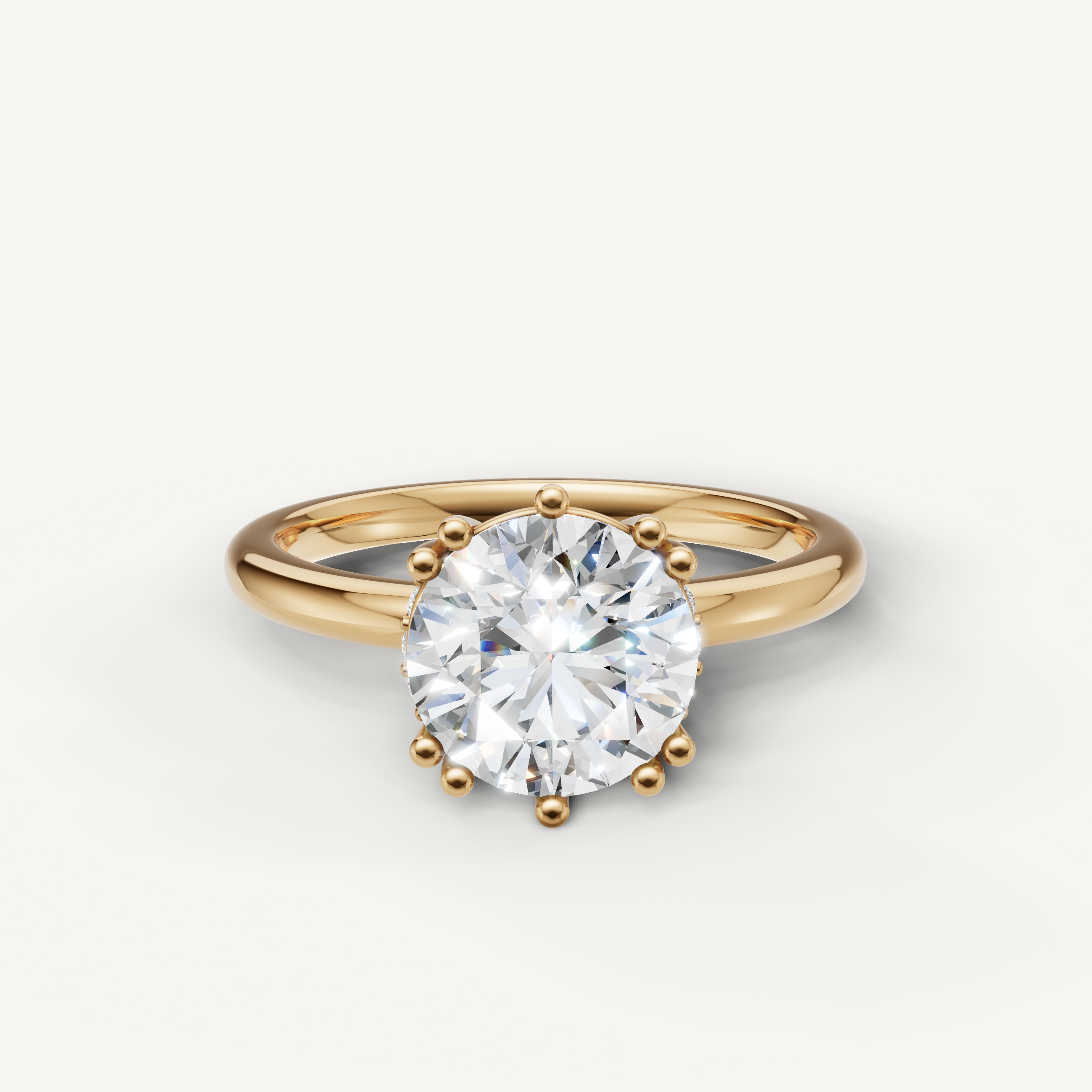 Round Cut Lab Grown Diamond Engagement Ring in 14K Yellow Gold – Raul Diamonds