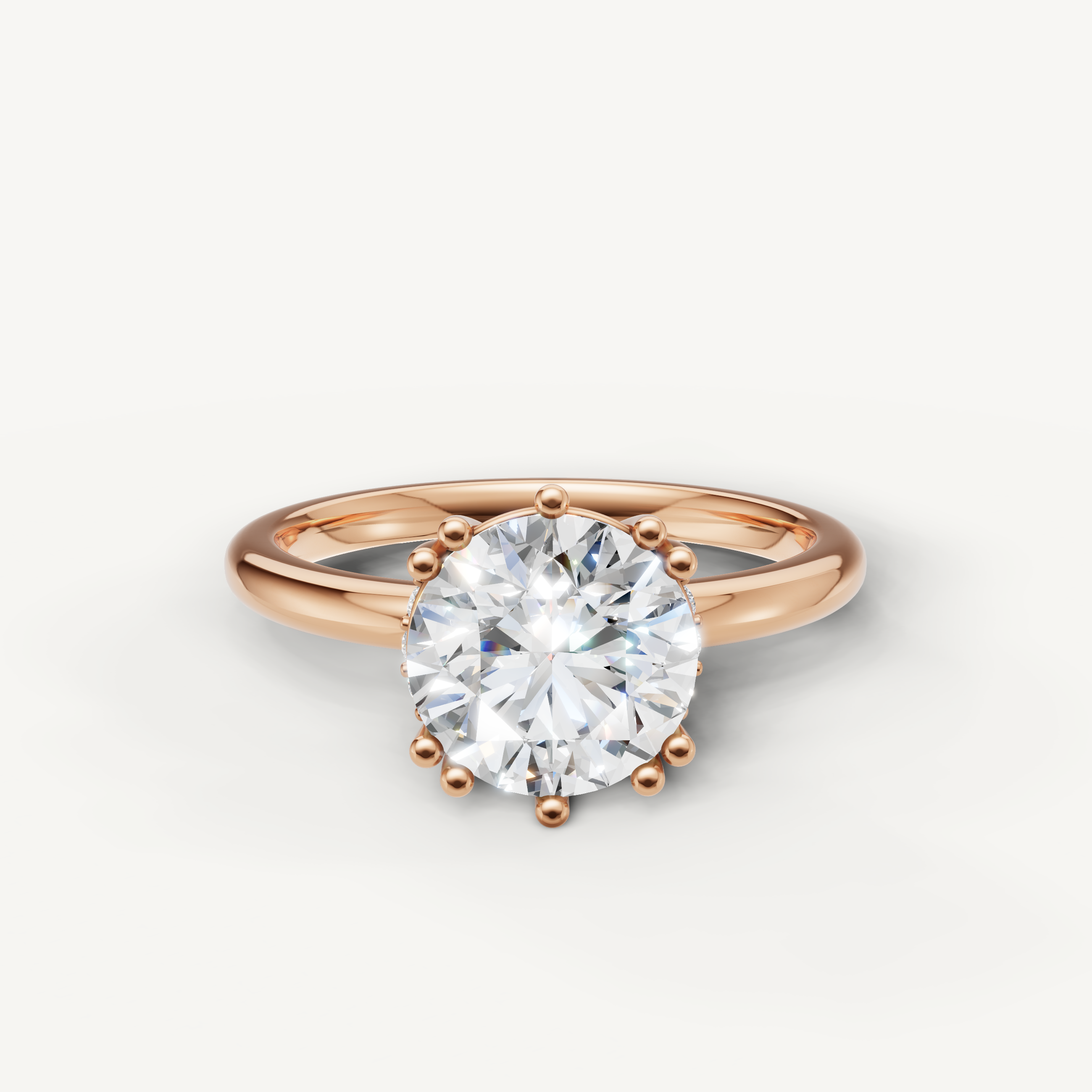 Round Cut Lab Grown Diamond Engagement Ring in 14K Rose Gold – Raul Diamonds