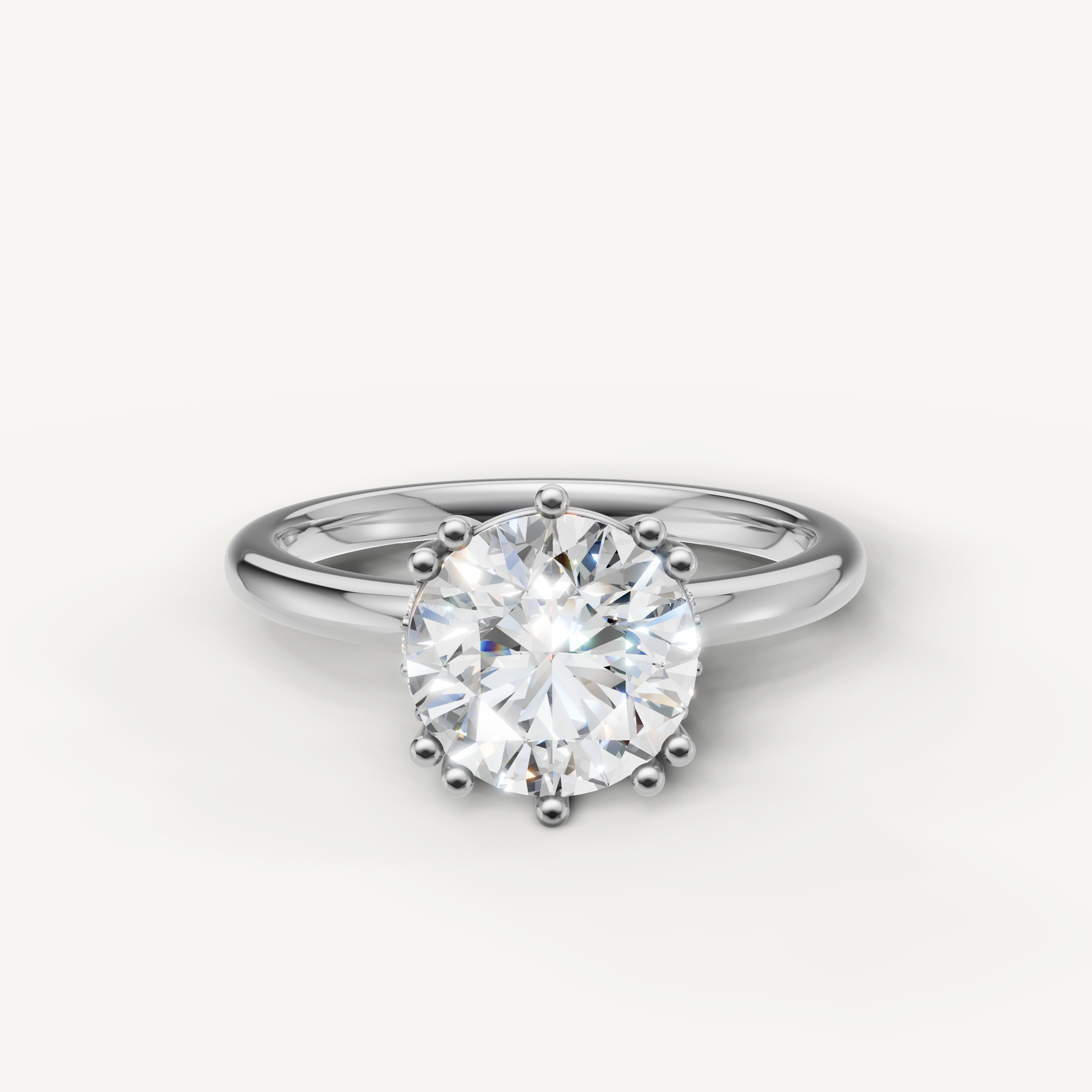 Round Cut Lab Grown Diamond Engagement Ring in 14K White Gold – Raul Diamonds