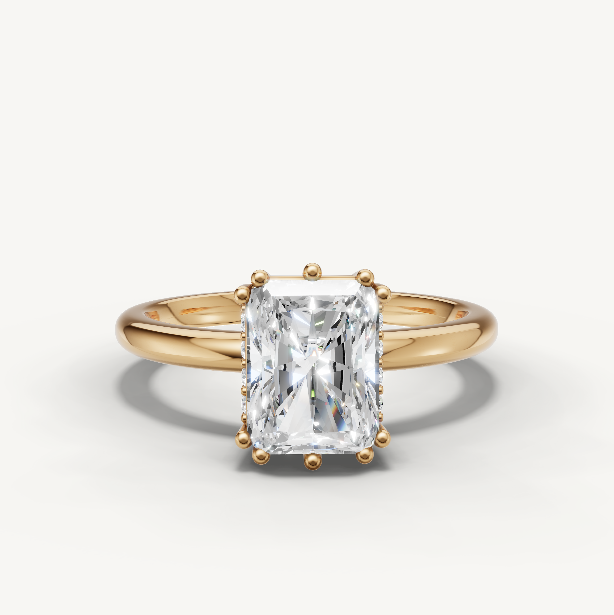 14K Yellow Gold Radiant Lab Diamond Solitaire Ring with Classic Prong Setting – Raul Diamonds