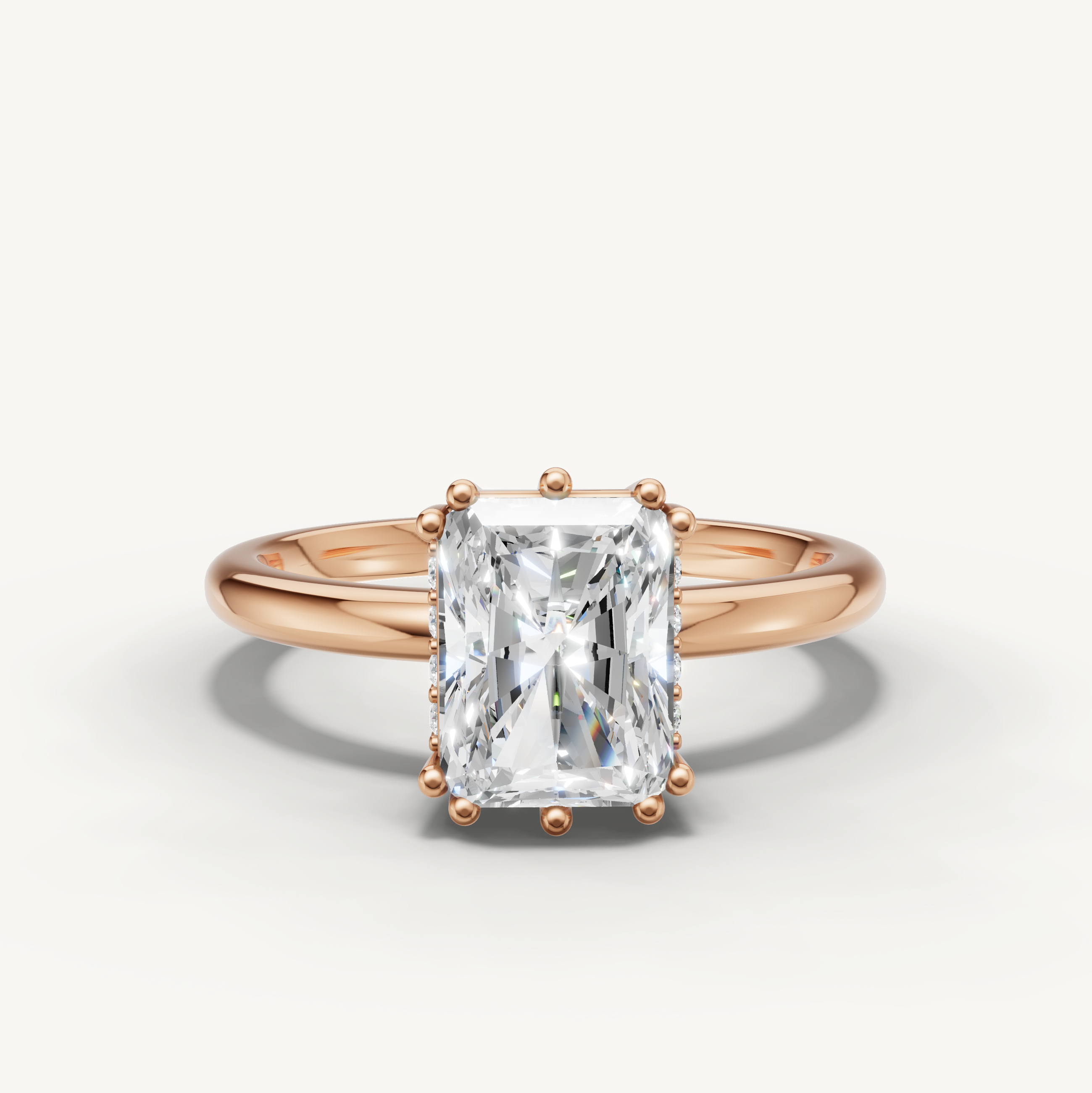 Elegant Radiant Lab Diamond Solitaire Ring in 14K Rose Gold – Raul Diamonds