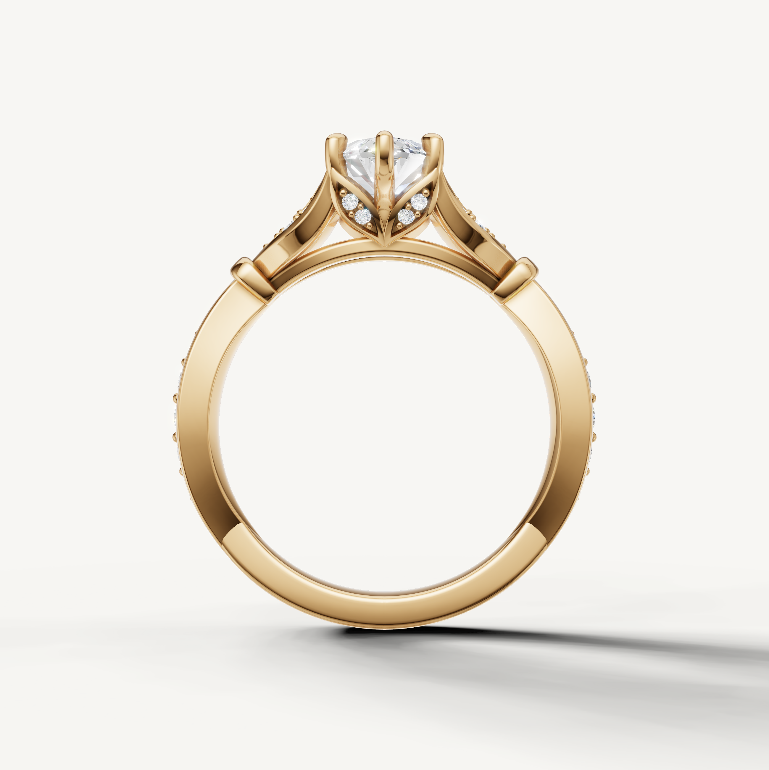 Marquise Lab-Grown Diamond Nature-Inspired Engagement Ring in 14K Gold