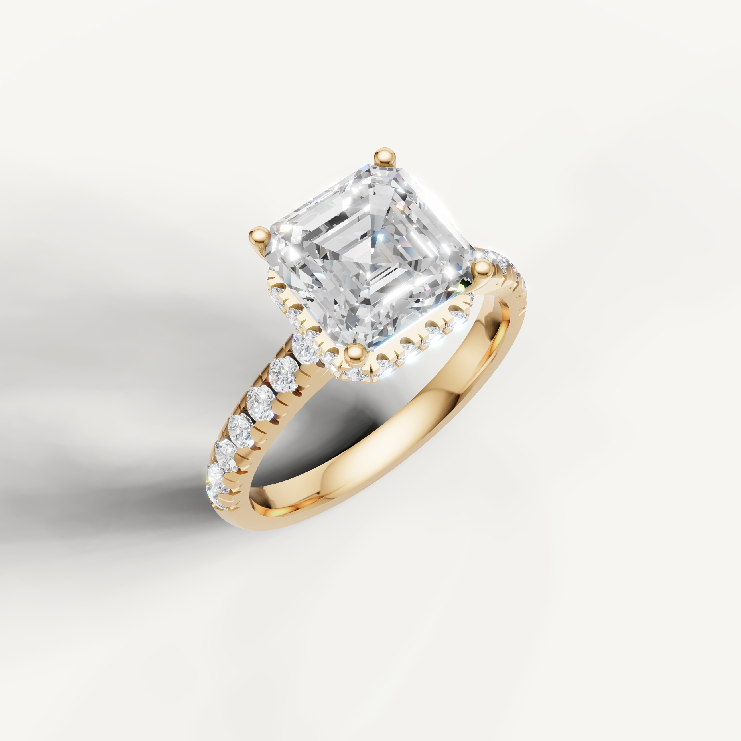 Elegant Asscher Lab Diamond Pavé Band Ring in 14K Rose Gold – Raul Diamonds