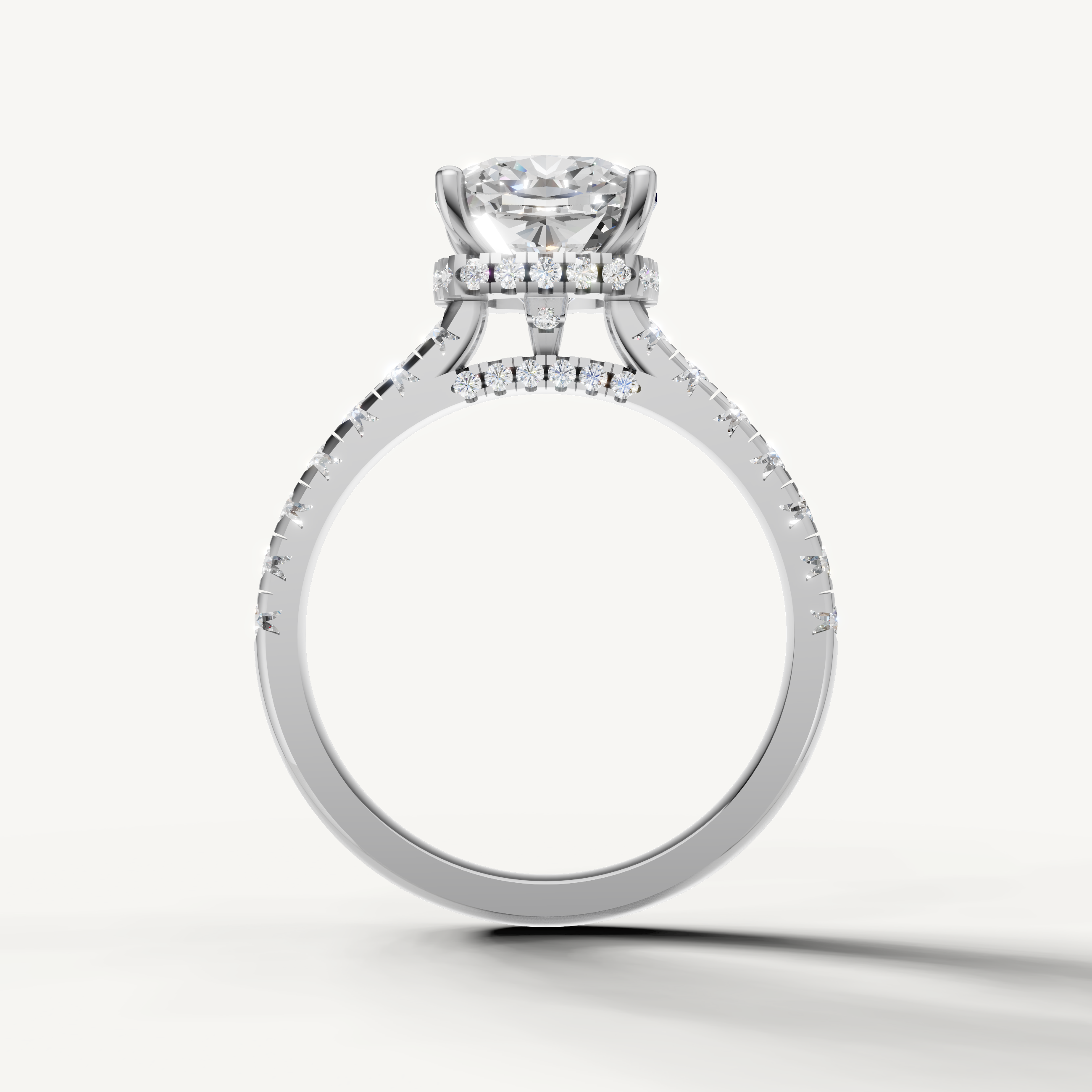 White Gold Cushion Engagement Ring with Brilliant Lab Diamond – Raul Diamonds