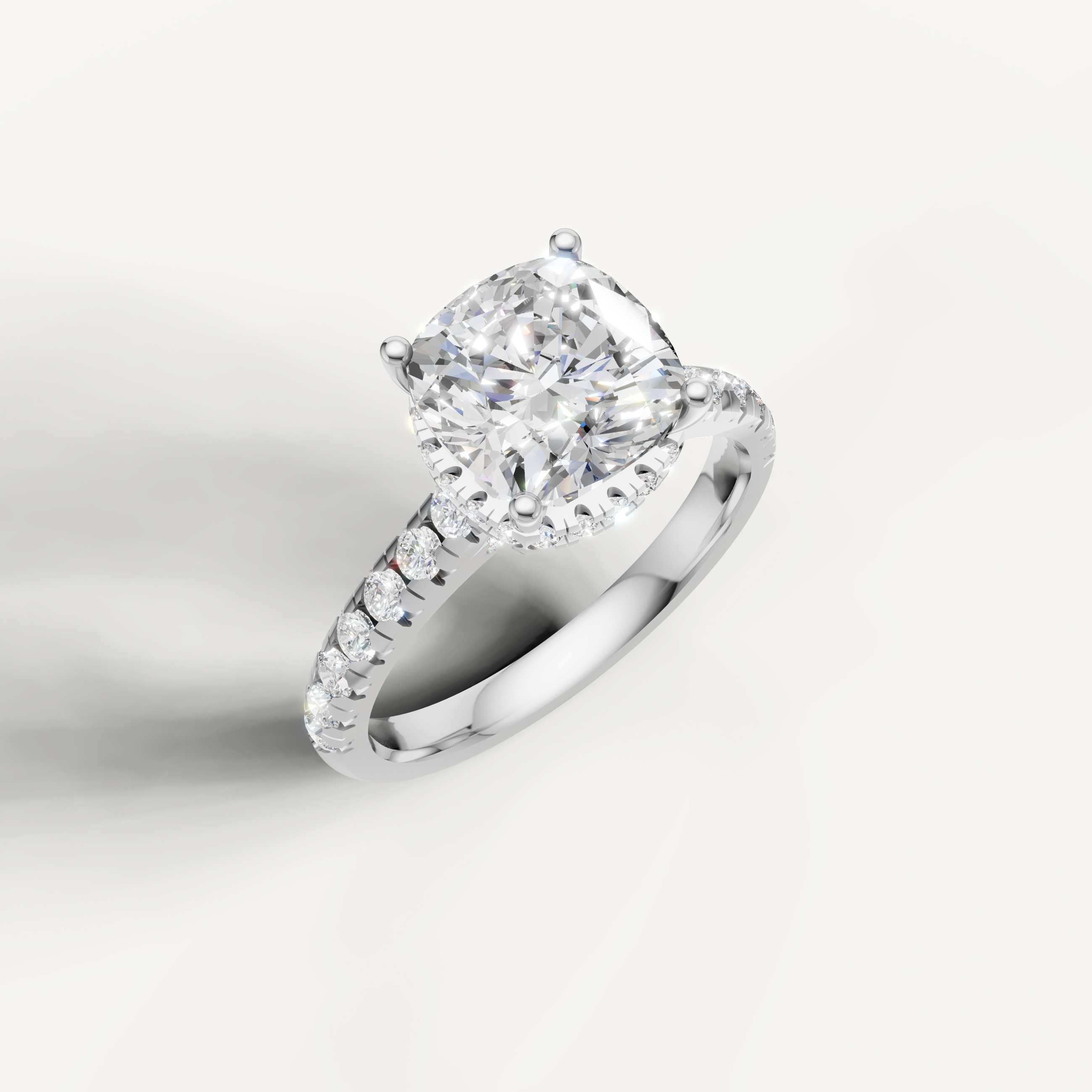 14K White Gold Cushion Lab Diamond Pavé Band Ring for Women – Raul Diamonds