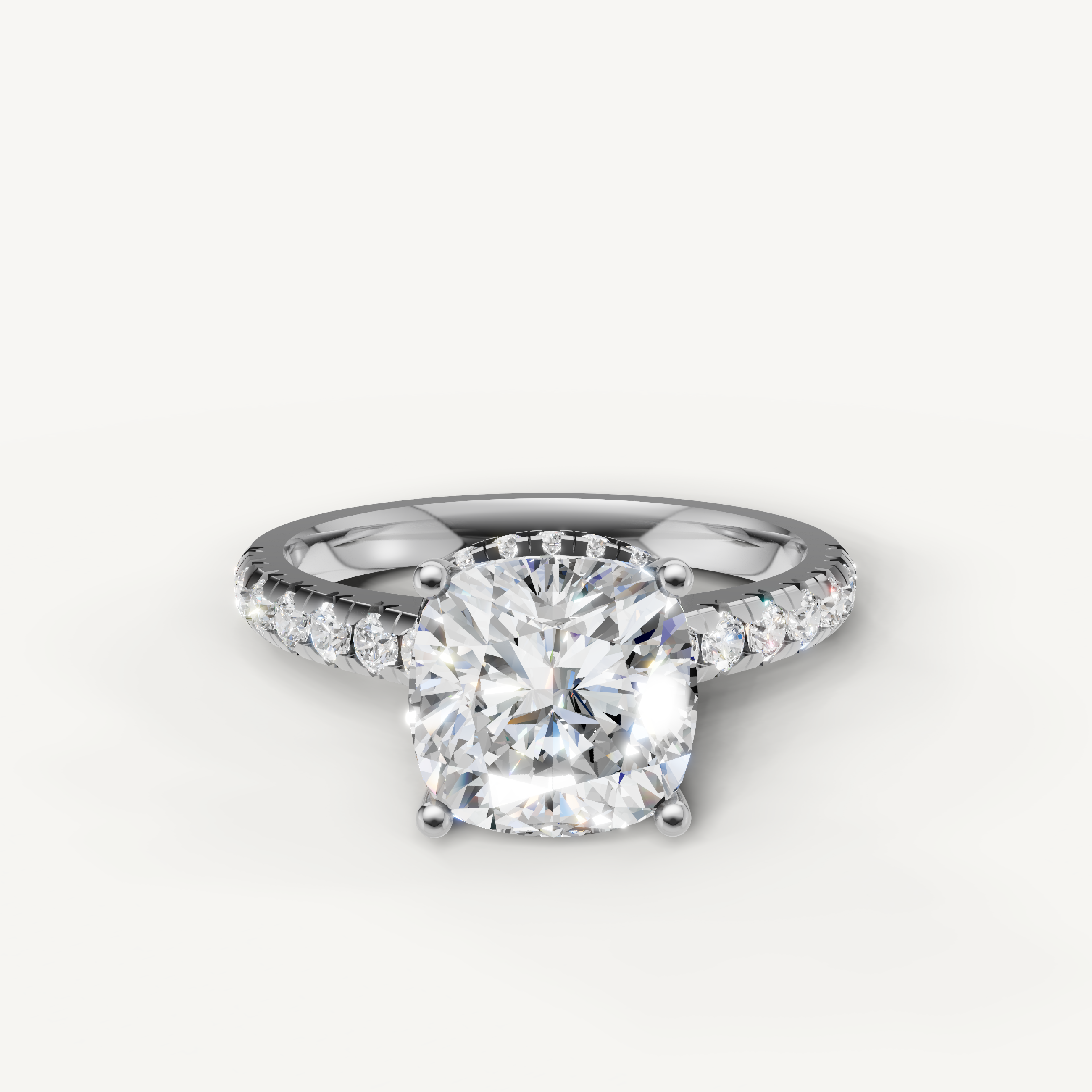 Cushion Cut Lab Grown Diamond Engagement Ring in 14K White Gold – Raul Diamonds