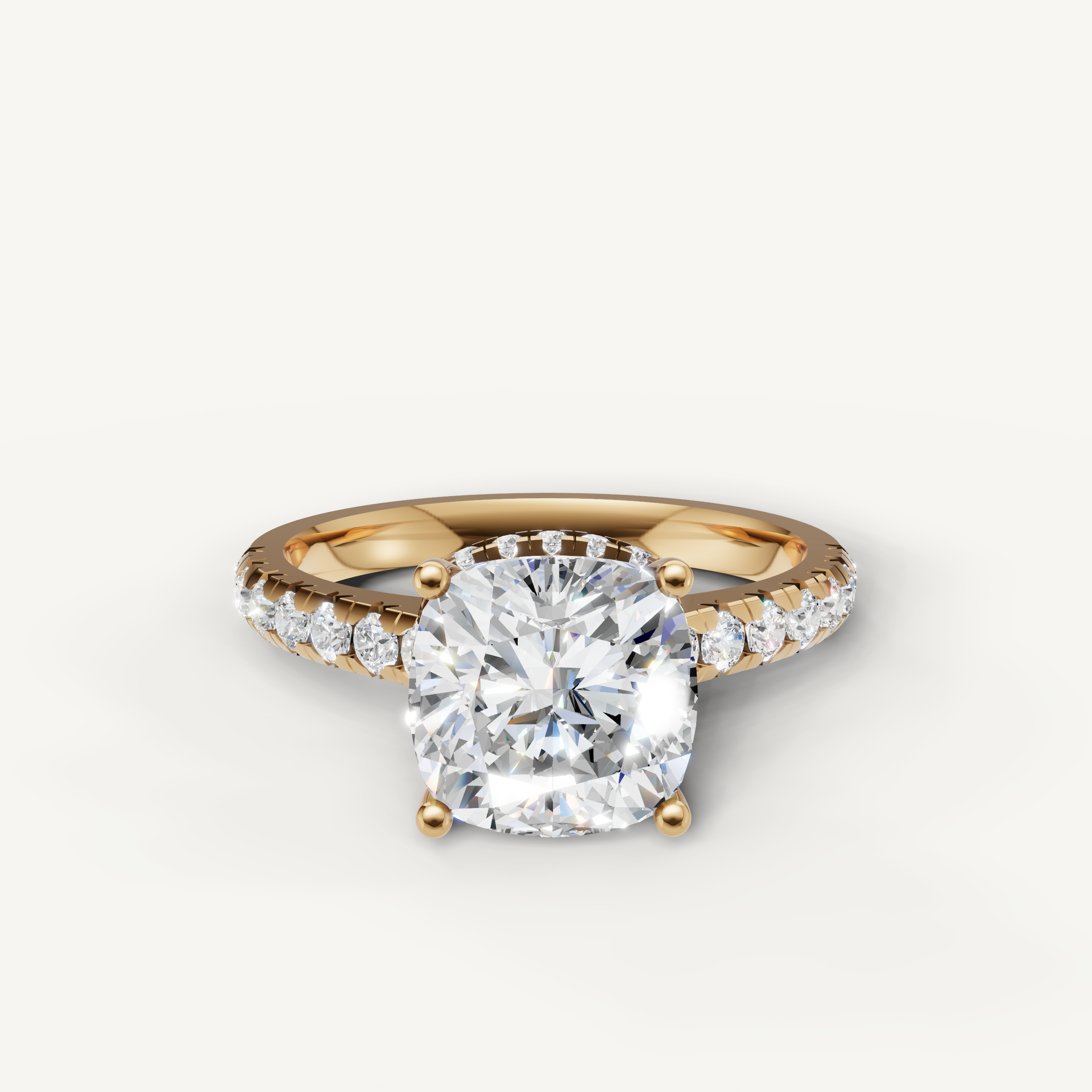 Cushion Cut Lab Grown Diamond Engagement Ring in 14K Yellow Gold – Raul Diamonds