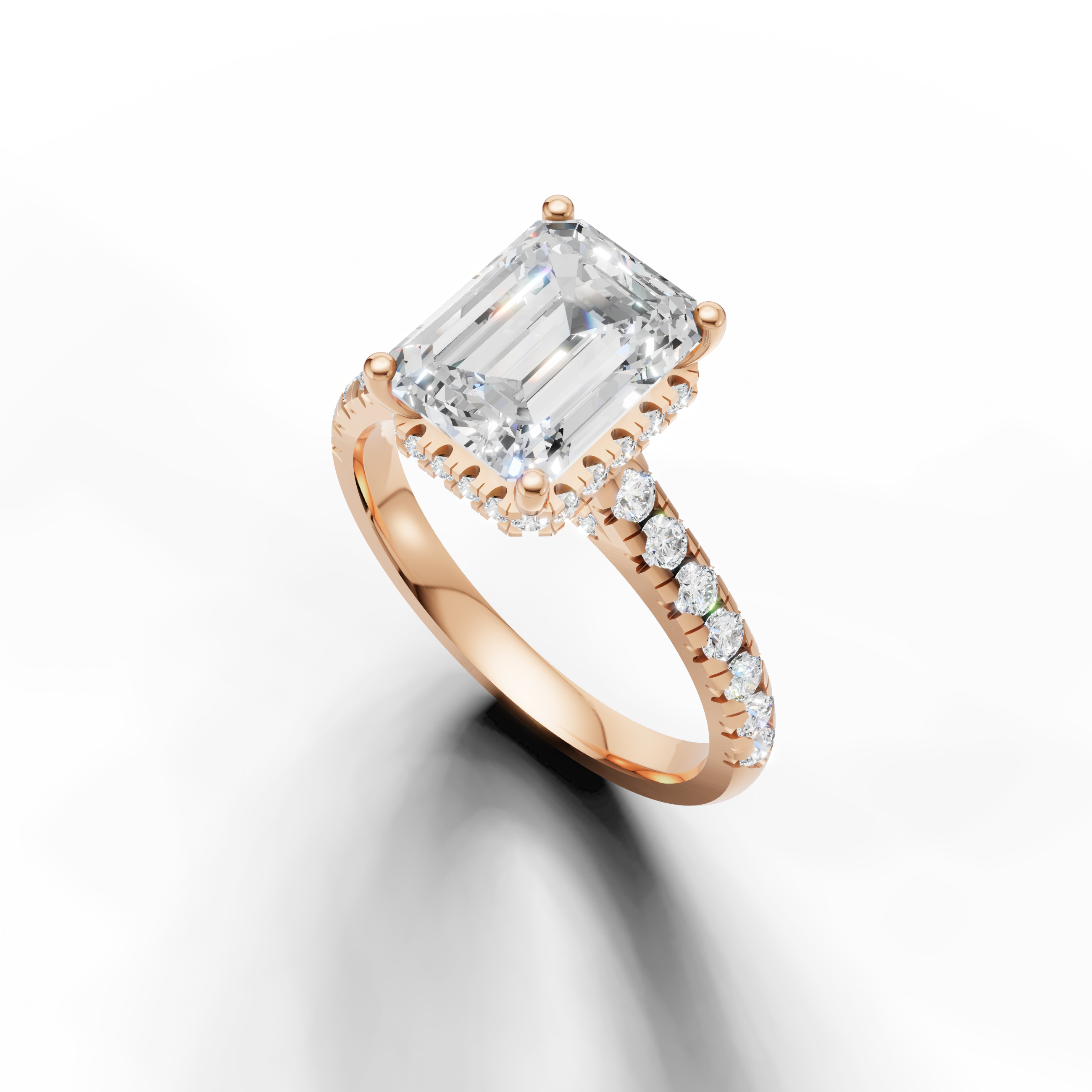 Emerald Cut Lab Grown Diamond Ring in Rose Gold for Women – Raul Diamonds