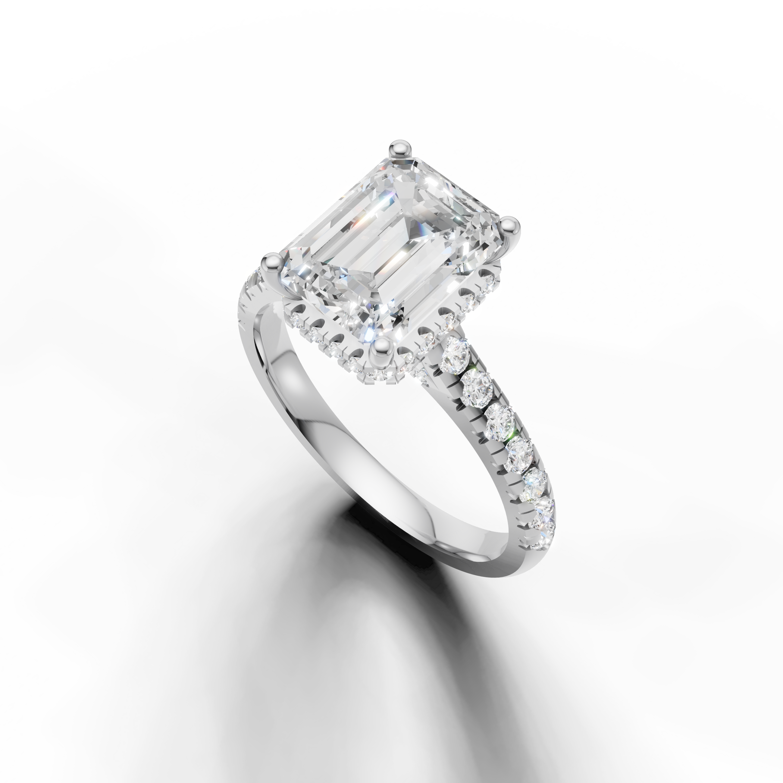 Classic Emerald Cut Lab Grown Diamond Ring with Diamond Band – Raul Diamonds