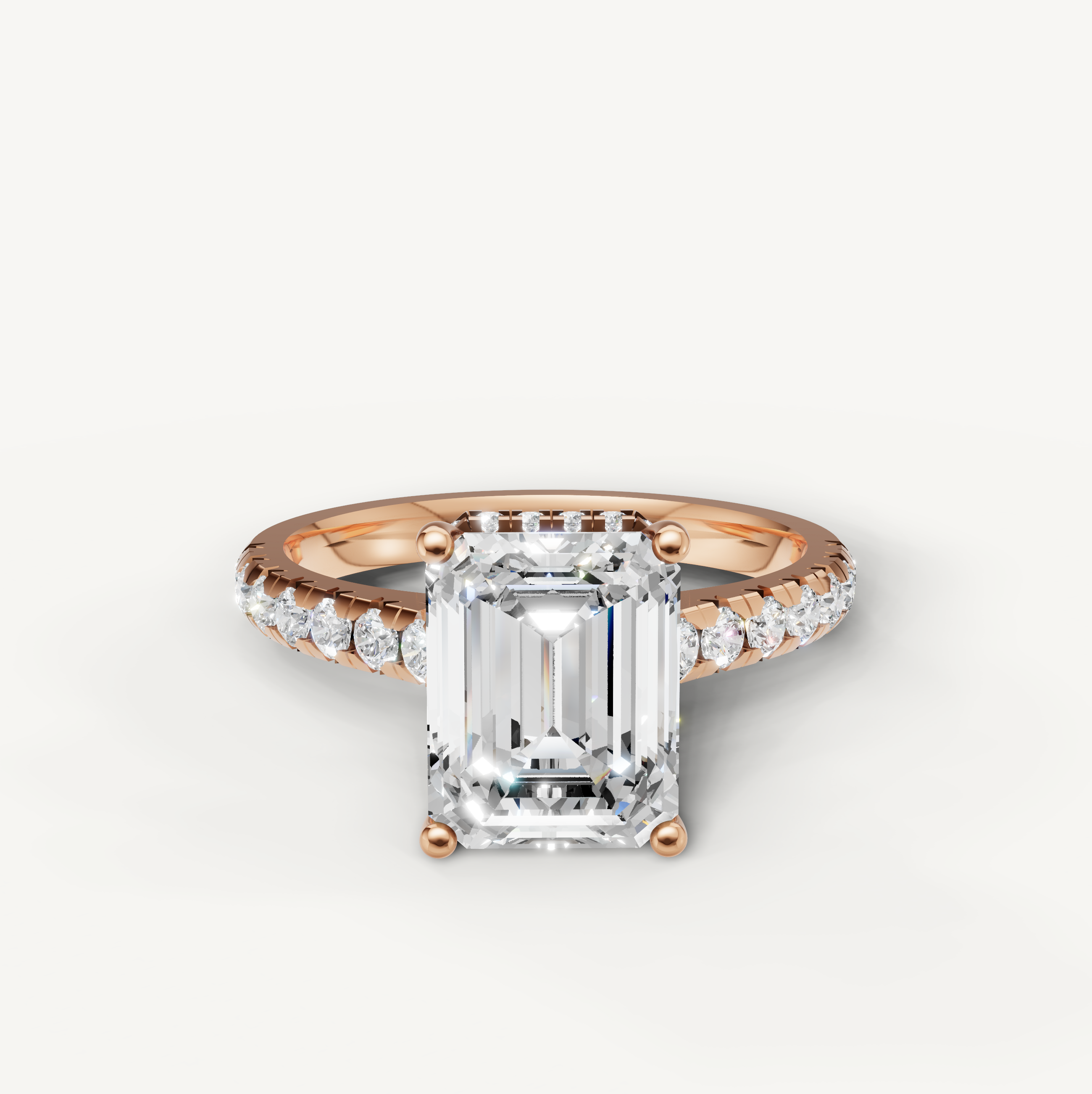Emerald Cut Lab Grown Diamond Engagement Ring in 14K Rose Gold – Raul Diamonds