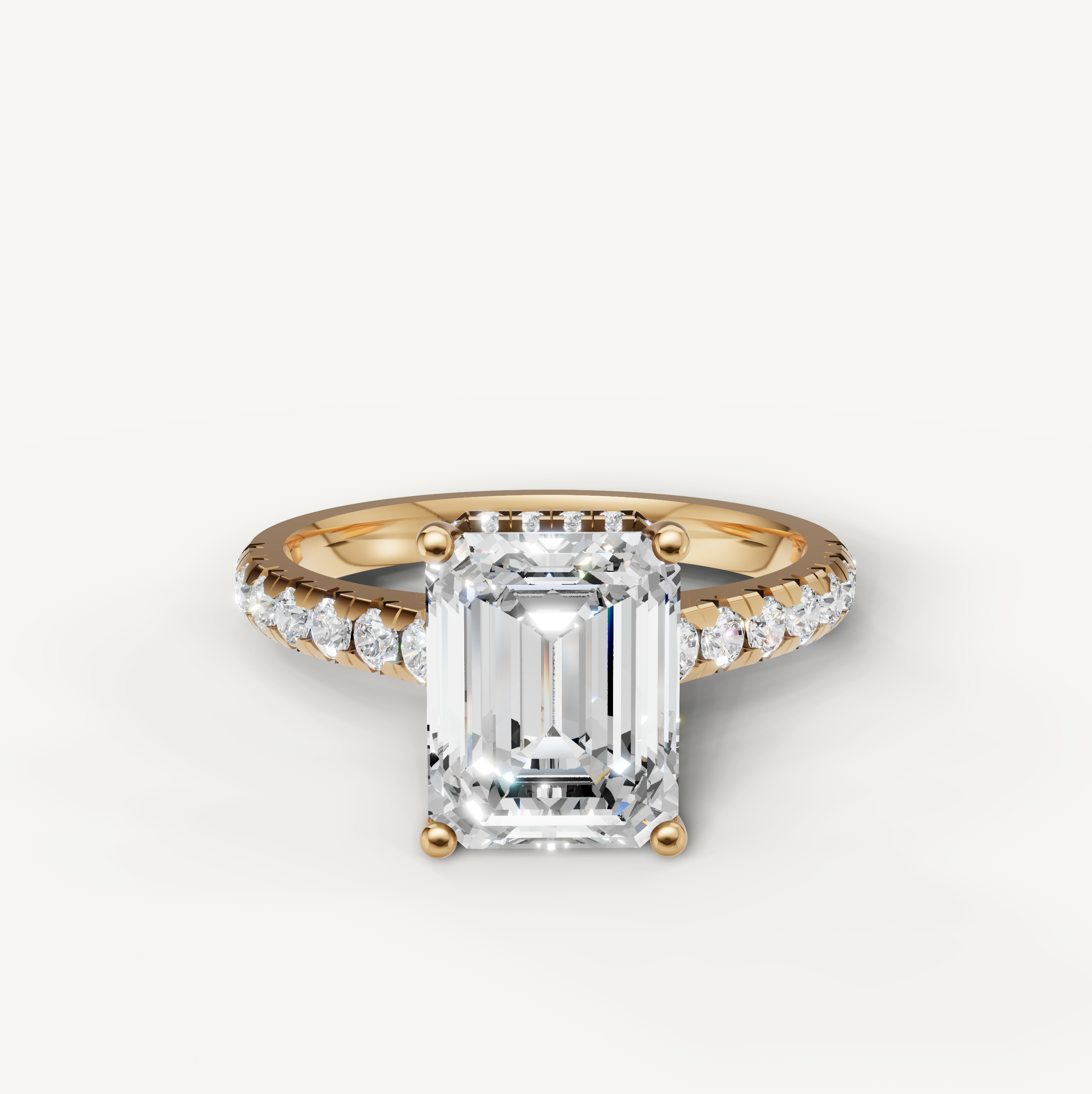 Emerald Cut Lab Grown Diamond Engagement Ring in 14K Yellow Gold – Raul Diamonds