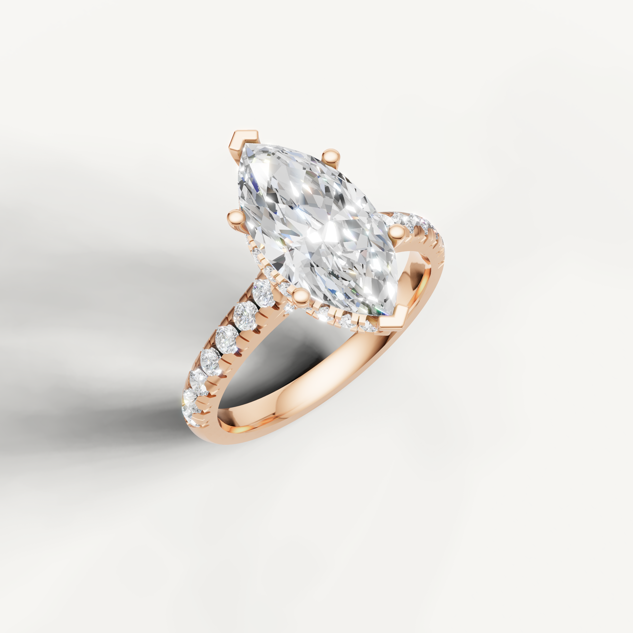 Elegant Marquise Lab Diamond Pavé Band Ring in 14K Rose Gold – Raul Diamonds