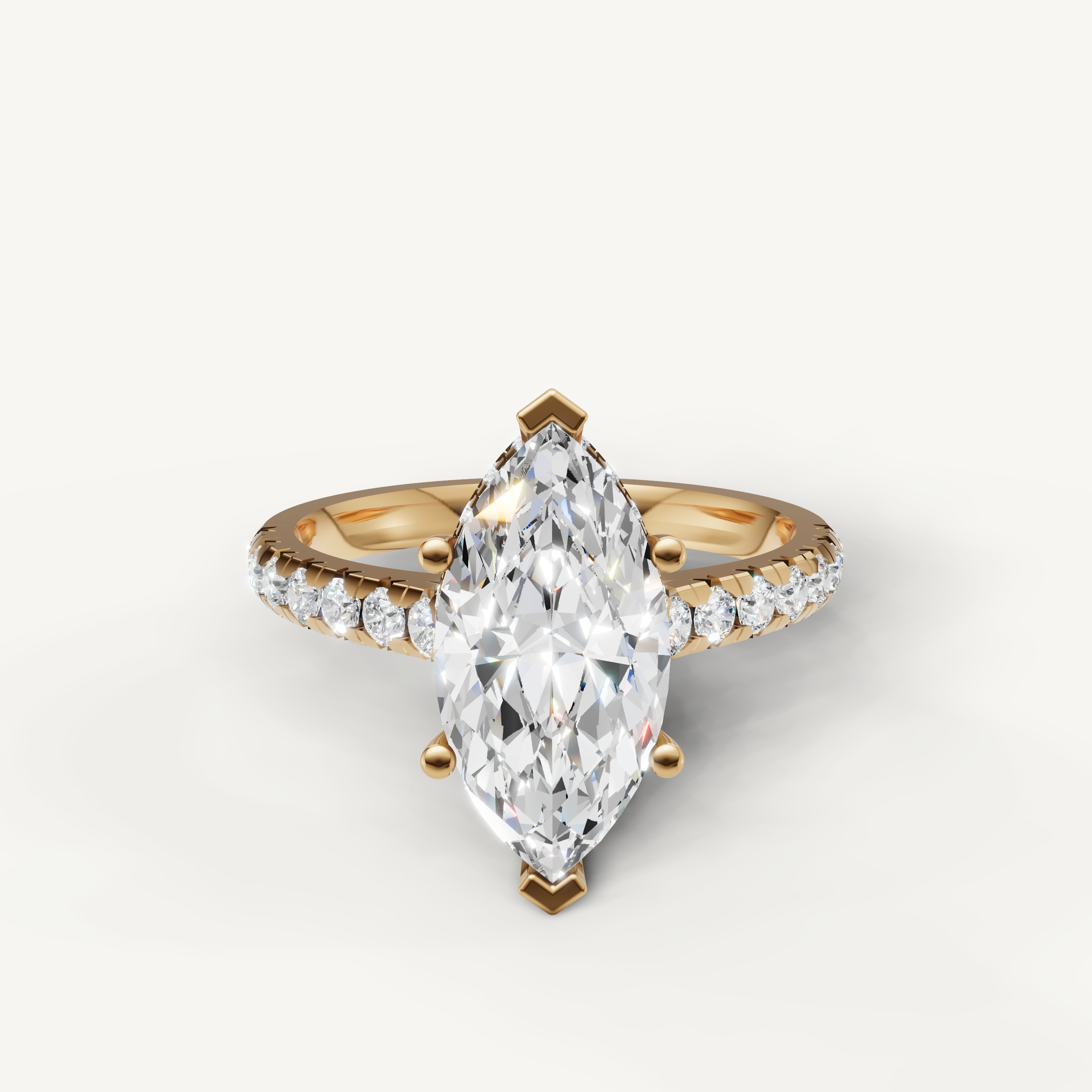 Marquise Cut Lab Grown Diamond Engagement Ring in 14K Yellow Gold – Raul Diamonds