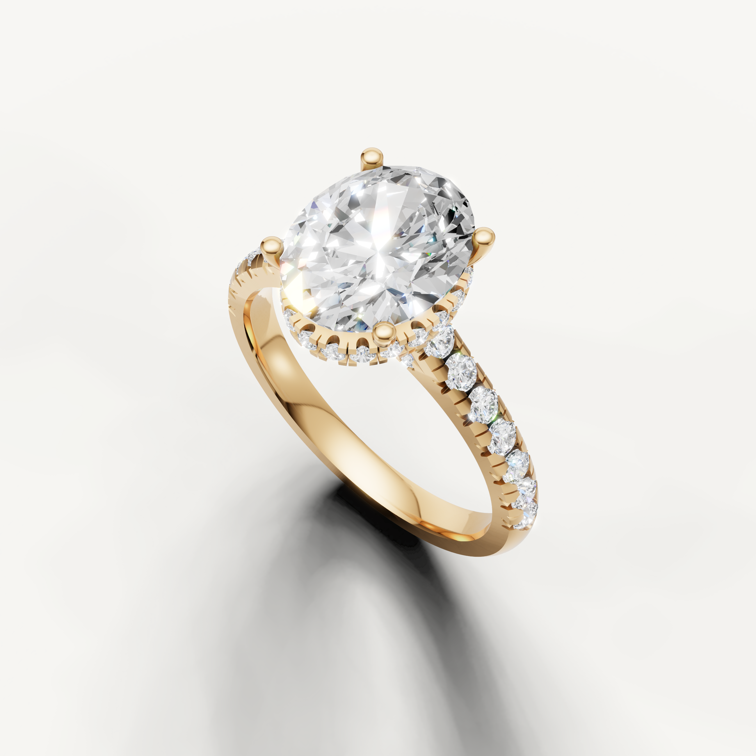 Elongated Oval Cut Lab Grown Diamond Ring in Yellow Gold – Raul Diamonds