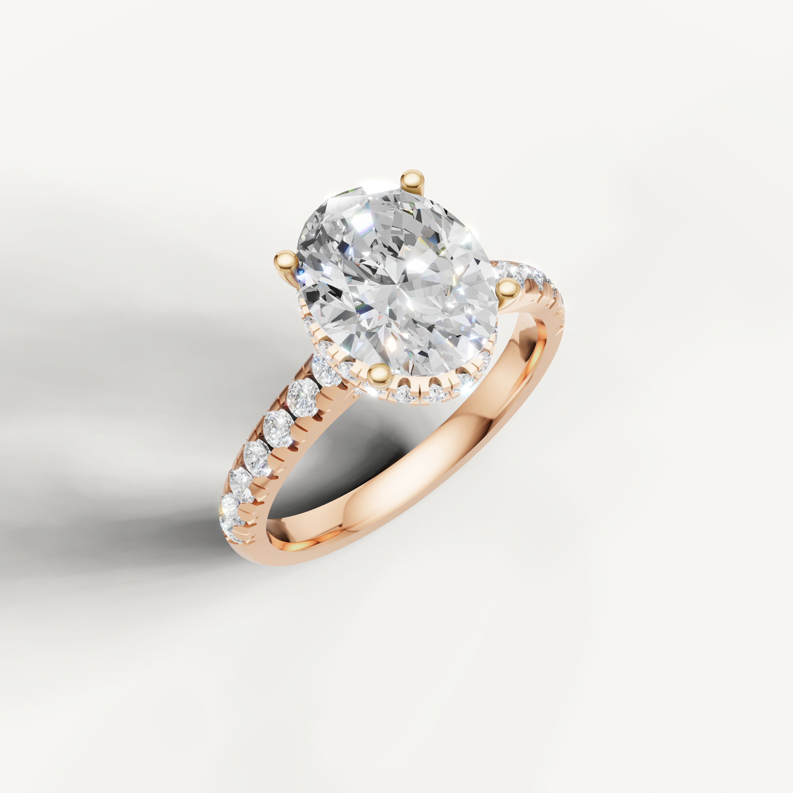 Elegant Oval Lab Diamond Pavé Band Ring in 14K Rose Gold – Raul Diamonds