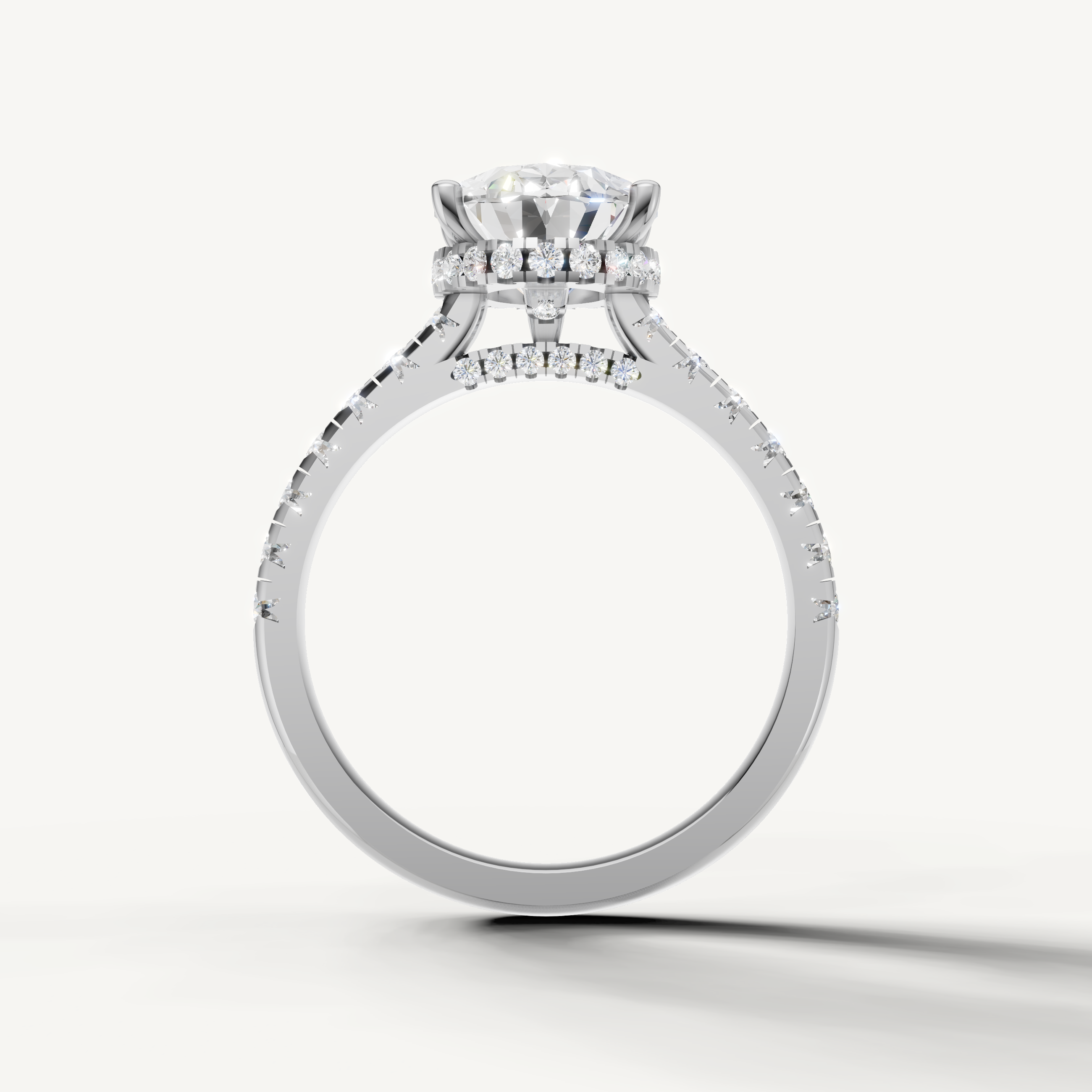 White Gold Oval Engagement Ring with Brilliant Lab Diamond – Raul Diamonds