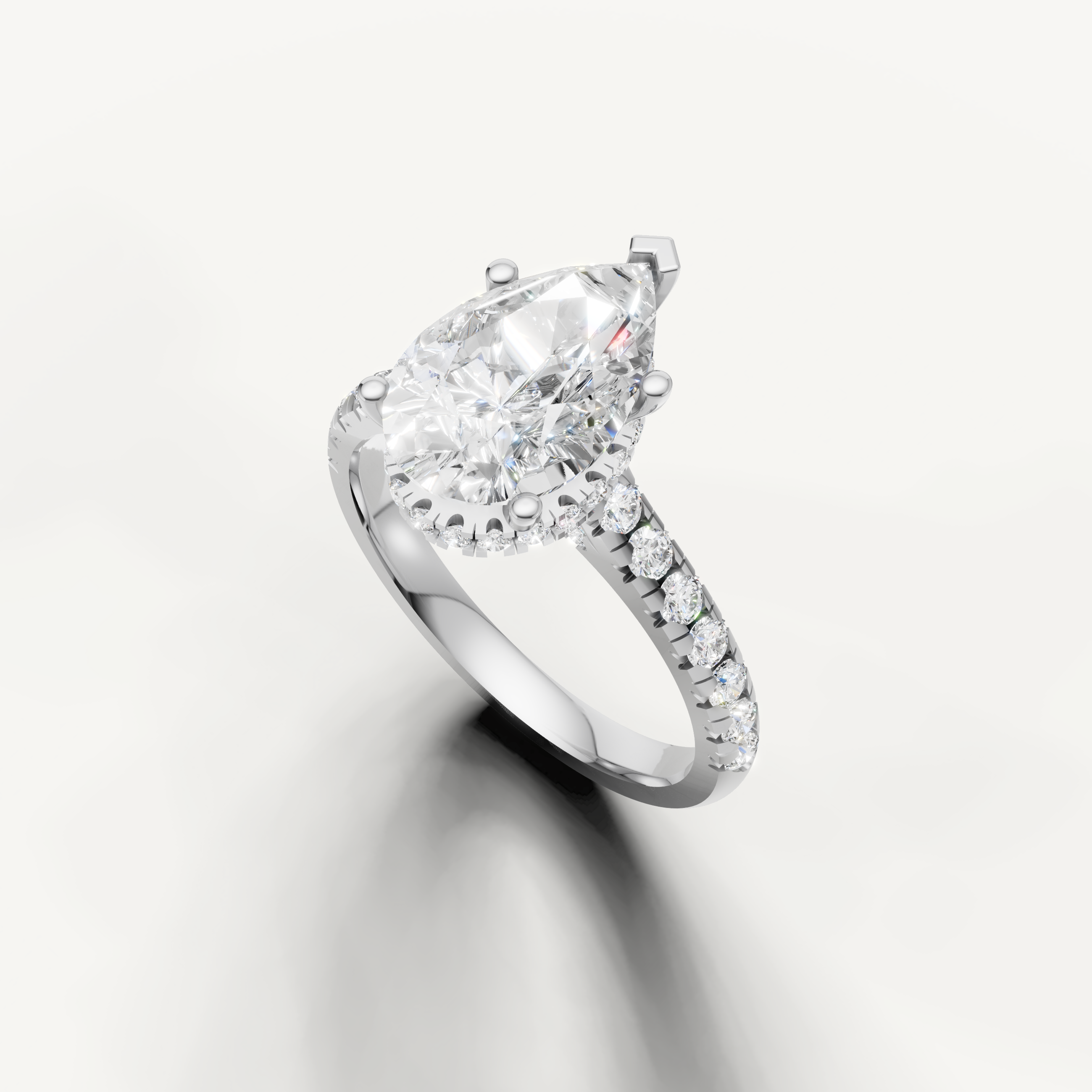 Classic Pear Cut Lab Grown Diamond Ring with Diamond Band – Raul Diamonds