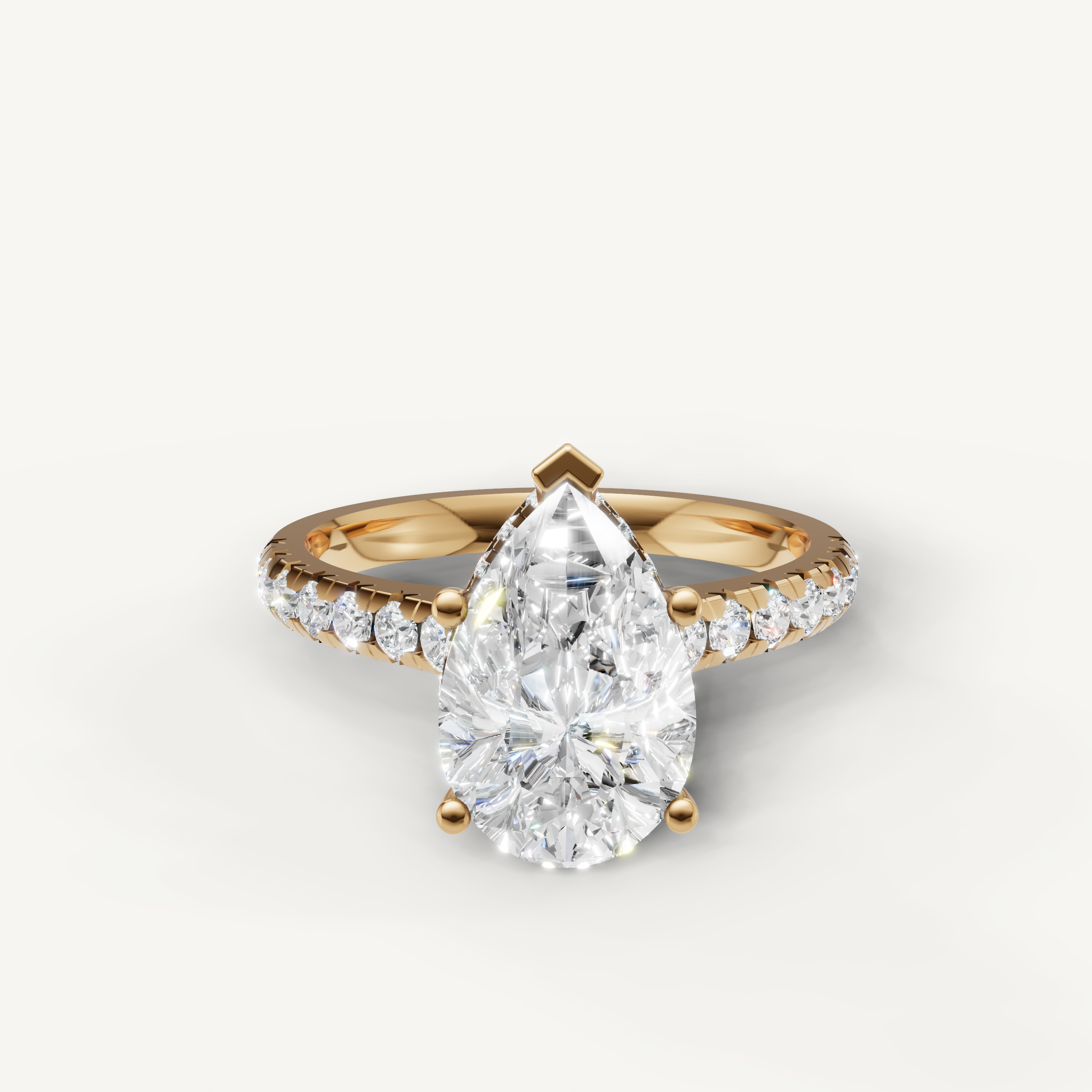 Pear Cut Lab Grown Diamond Engagement Ring in 14K Yellow Gold – Raul Diamonds
