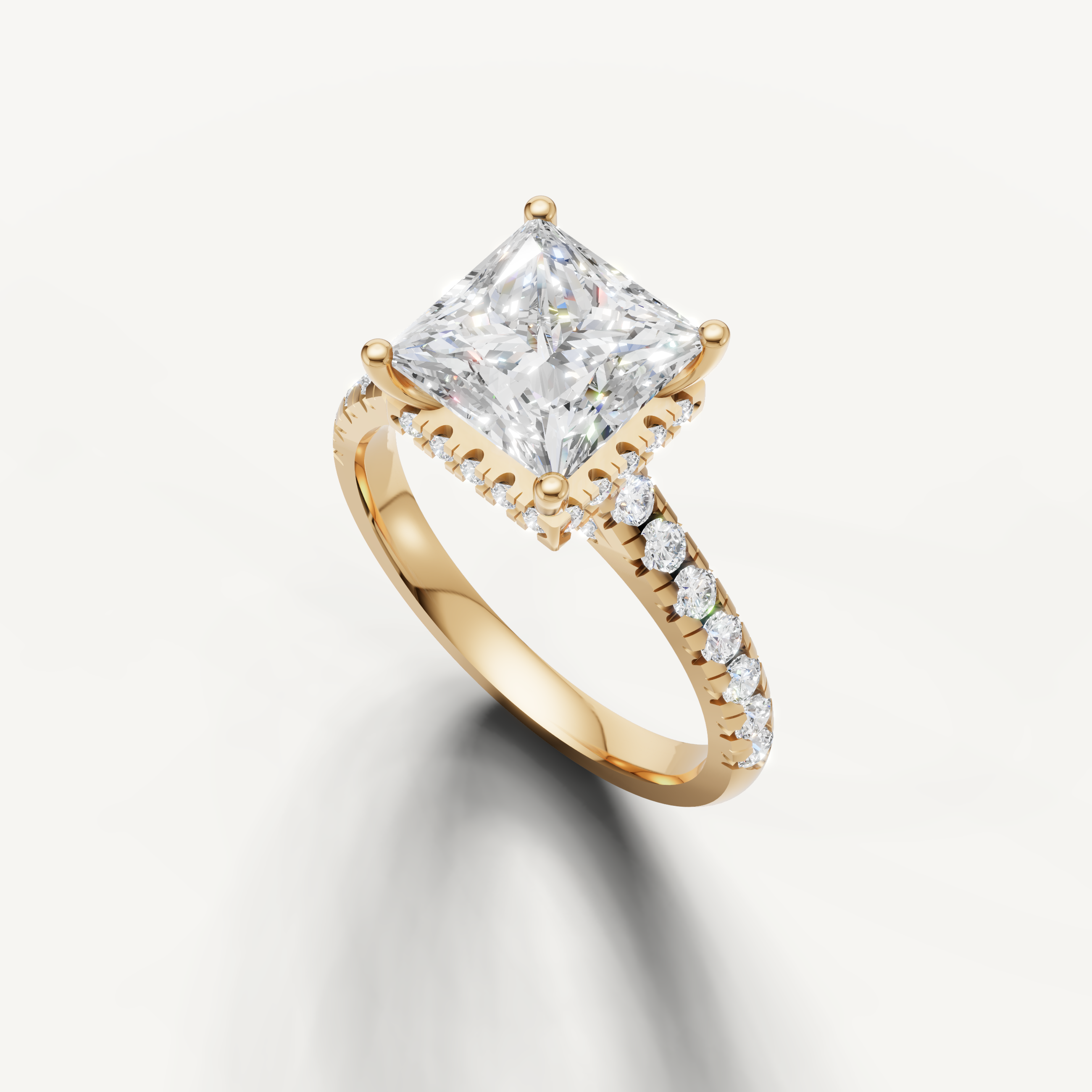 Square Princess Cut Lab Grown Diamond Ring in Yellow Gold – Raul Diamonds