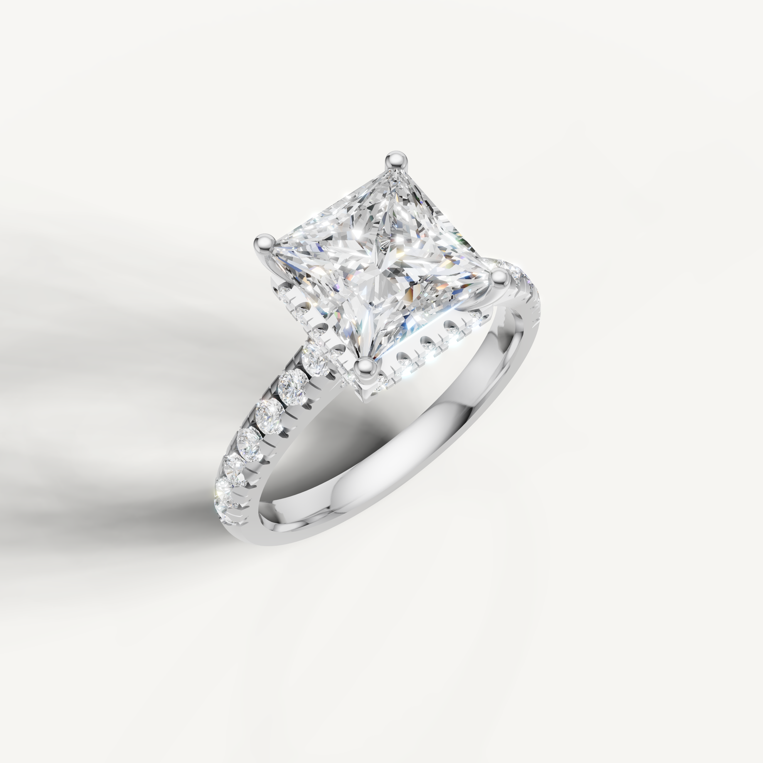 14K White Gold Princess Lab Diamond Pavé Band Ring for Women – Raul Diamonds