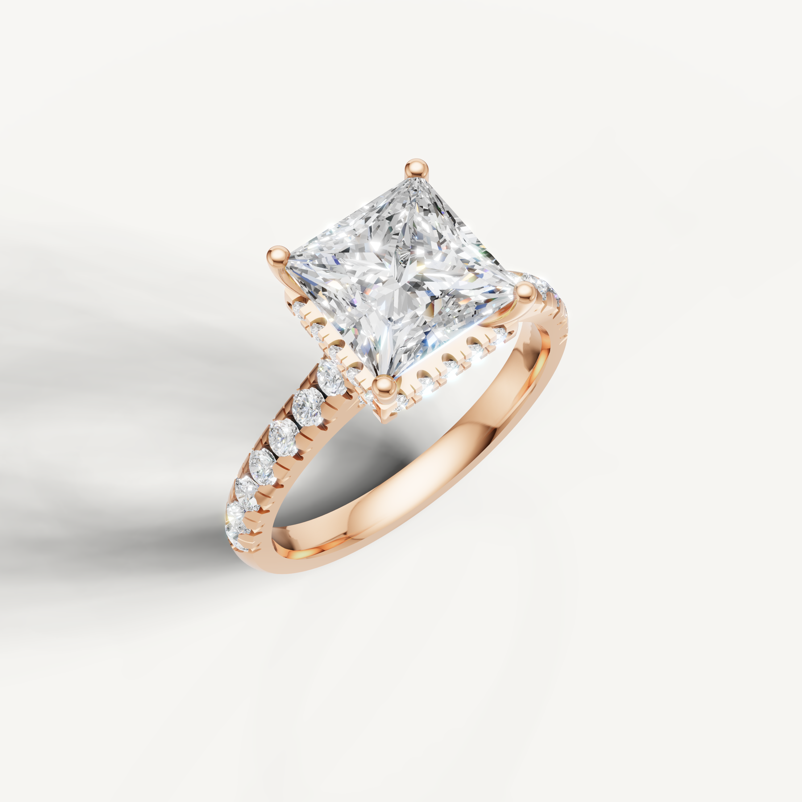 Elegant Princess Lab Diamond Pavé Band Ring in 14K Rose Gold – Raul Diamonds