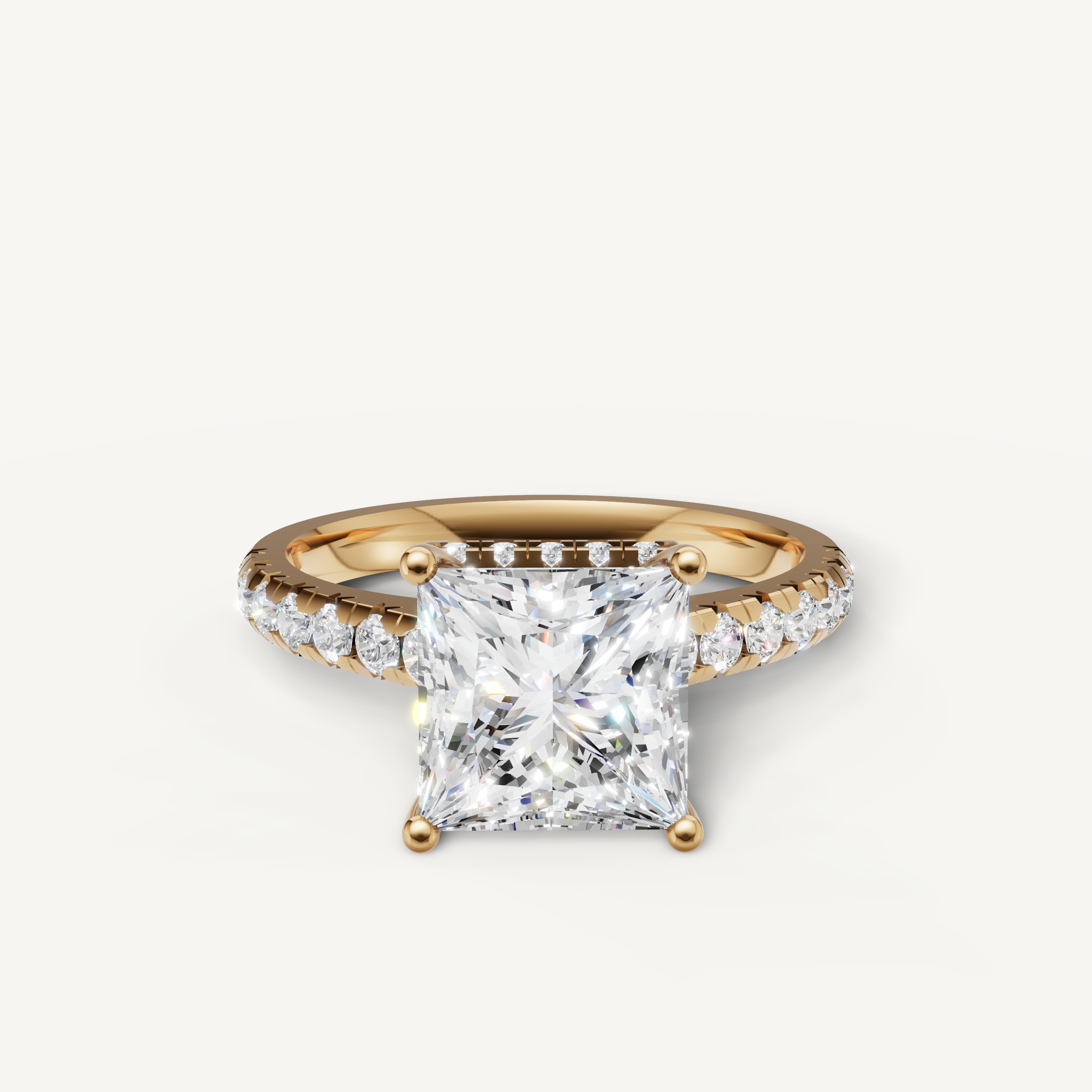 Princess Cut Lab Grown Diamond Engagement Ring in 14K Yellow Gold – Raul Diamonds