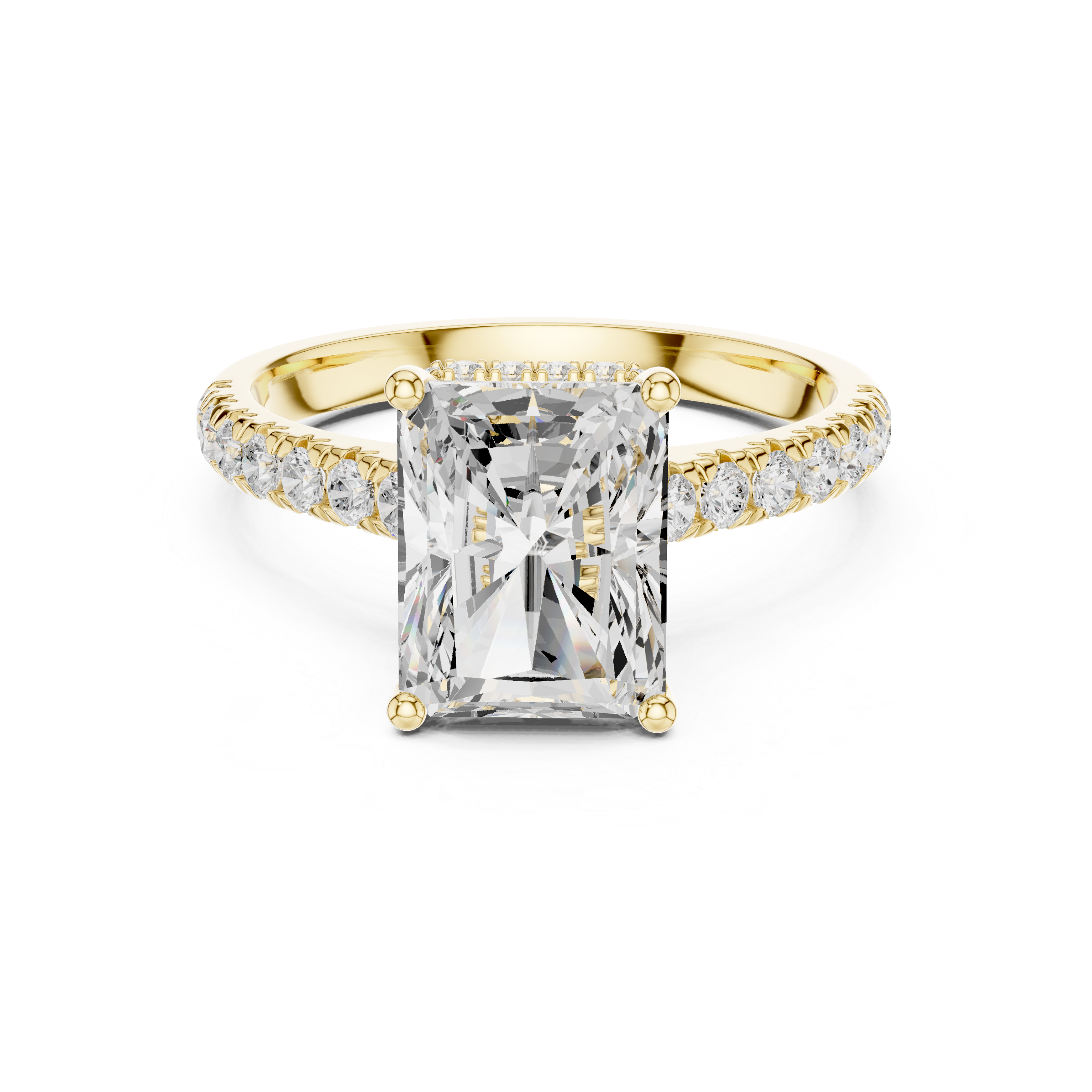 2.50 ct Radiant Cut Lab Grown Diamond Hidden Halo Engagement Ring in 14K Gold