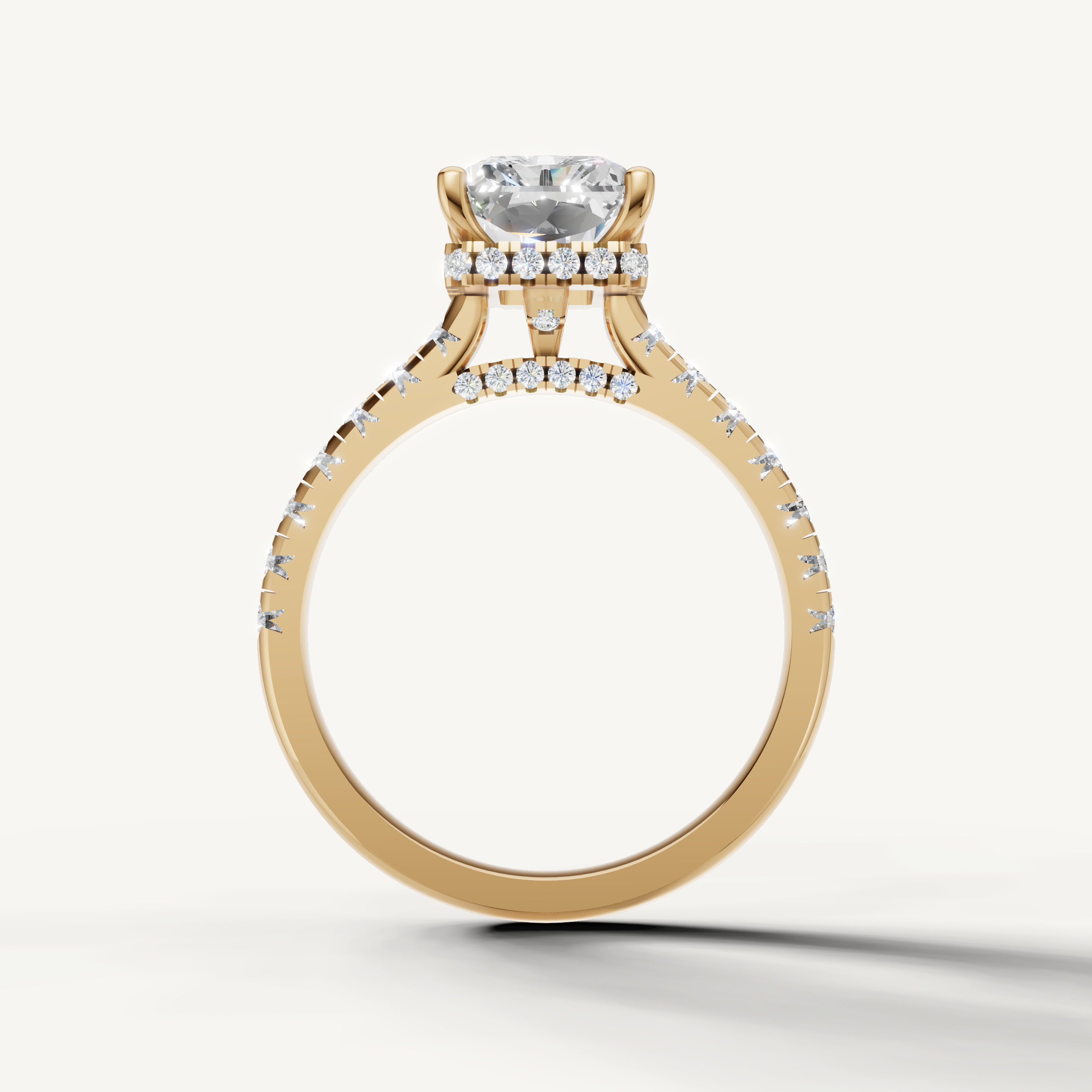 Yellow Gold Radiant Engagement Ring with Hidden Halo Diamonds – Raul Diamonds