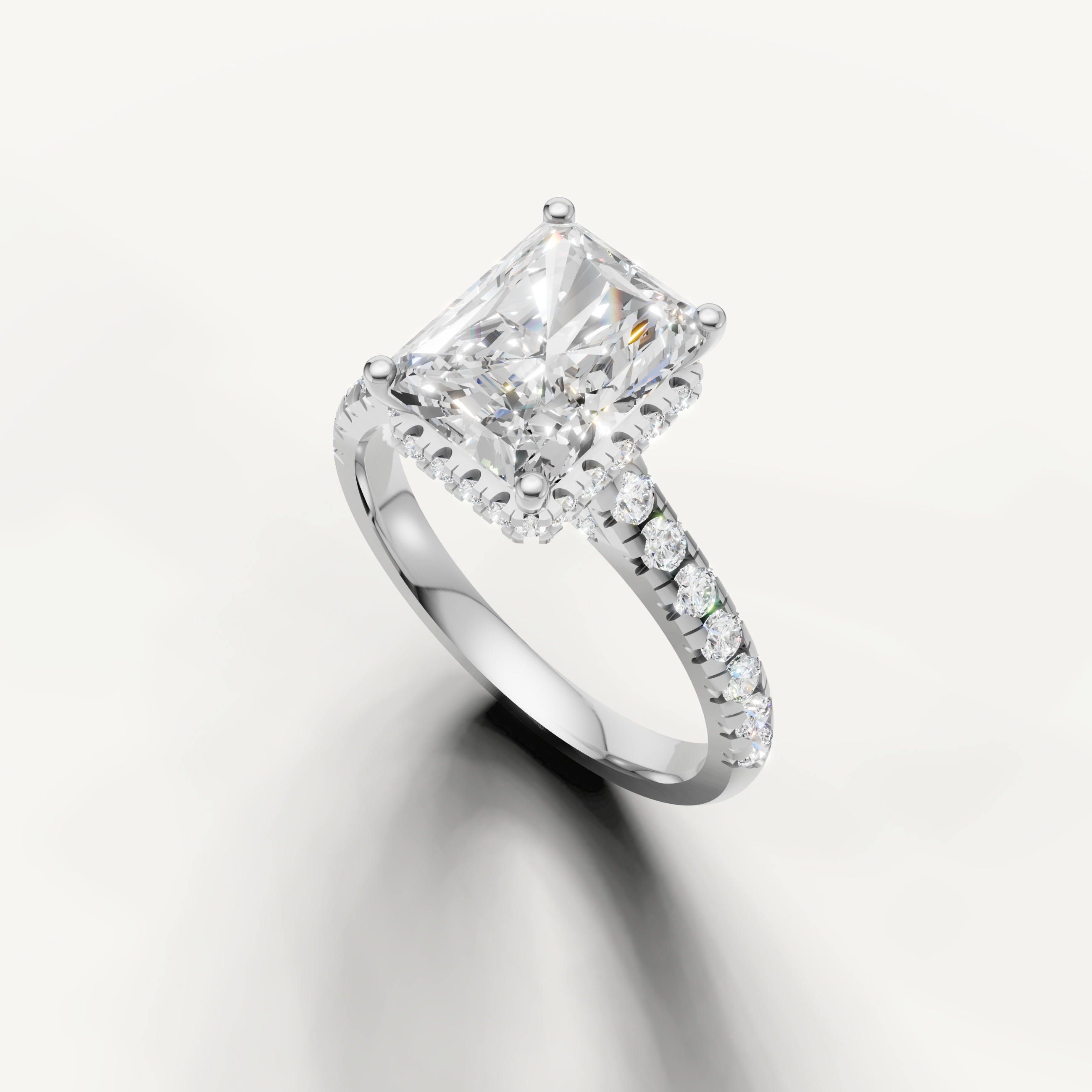 Elongated Radiant Cut Engagement Ring with Lab Diamond – Raul Diamonds