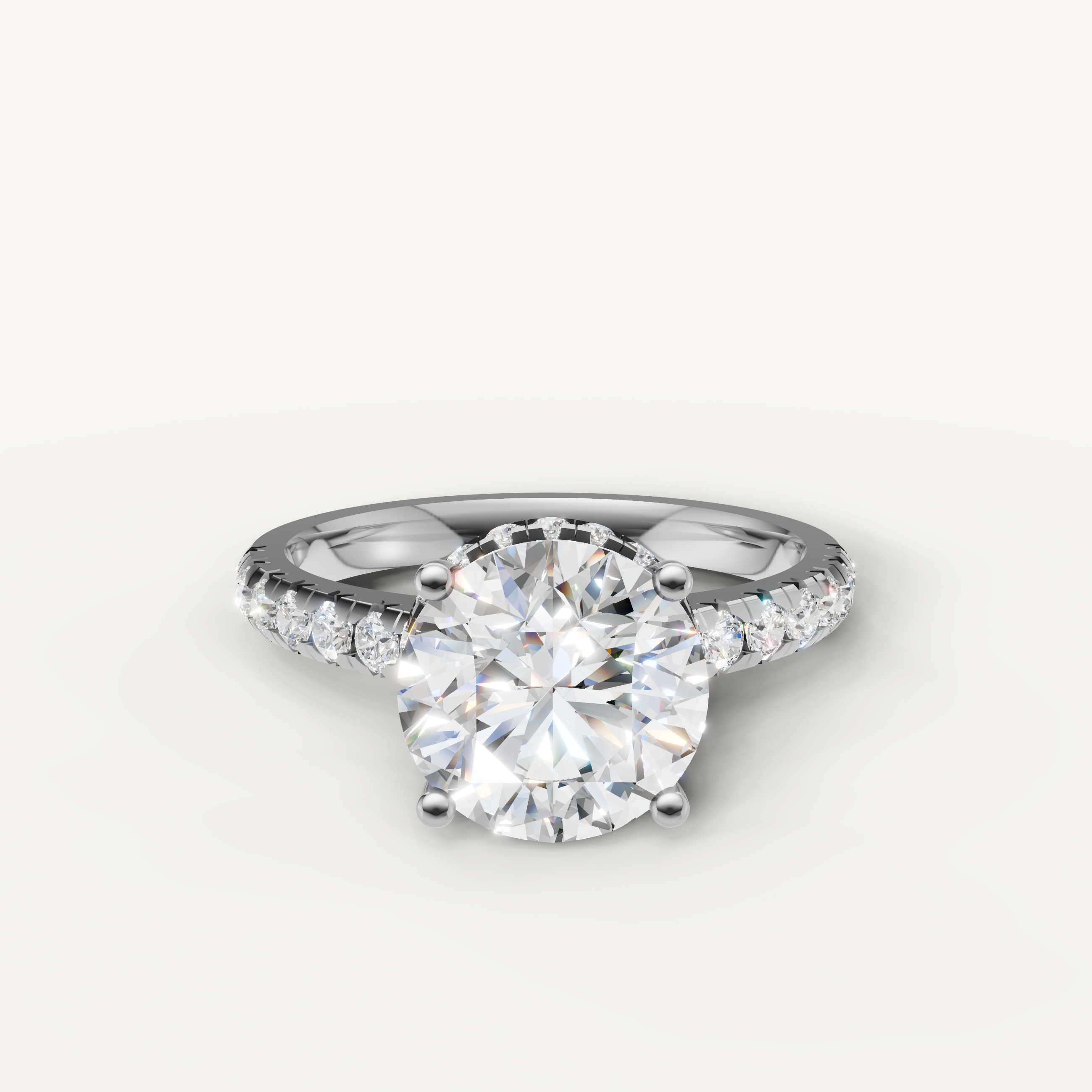 Round Cut Lab Grown Diamond Engagement Ring in 14K White Gold – Raul Diamonds