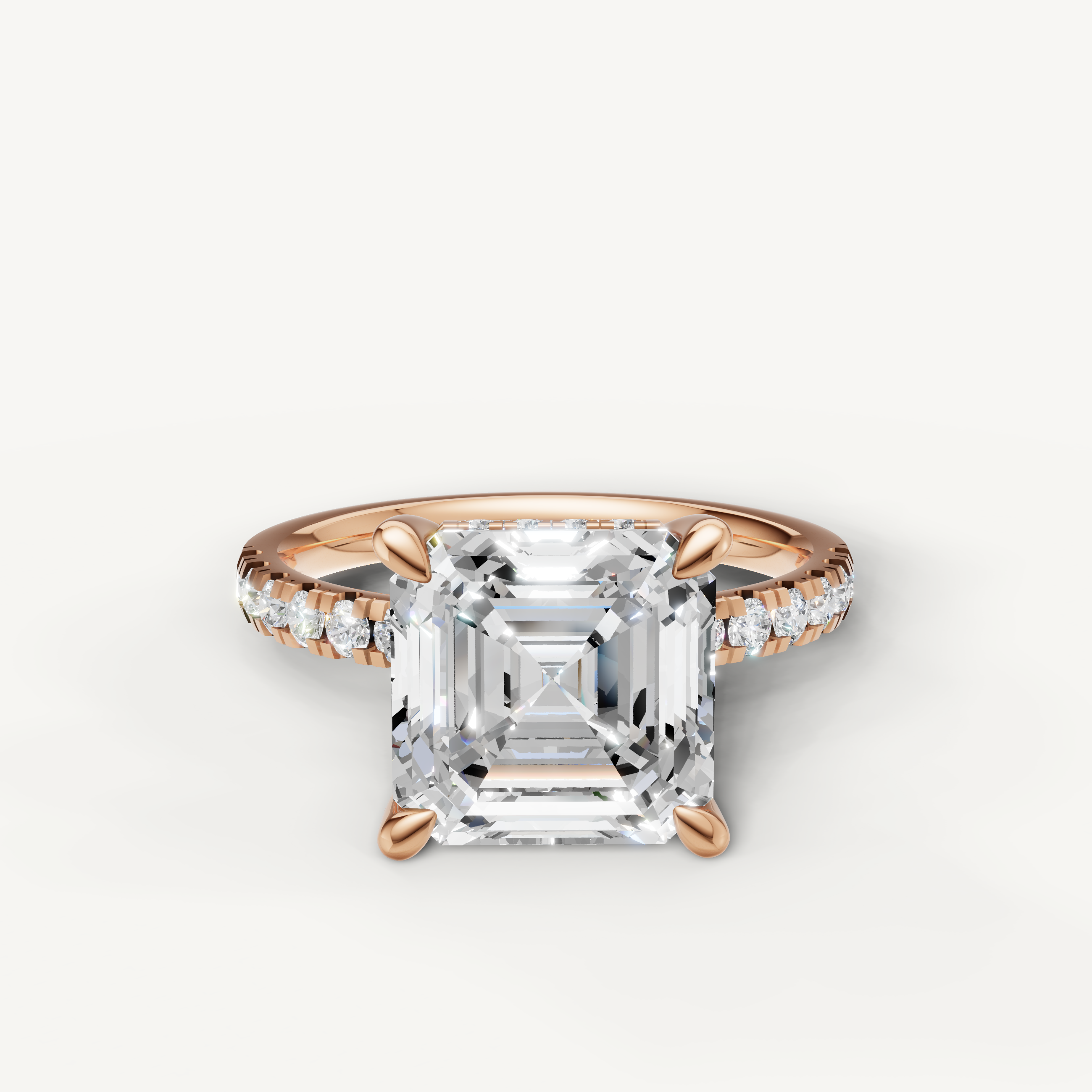 Asscher Cut Lab Grown Diamond Engagement Ring in 14K Rose Gold – Raul Diamonds