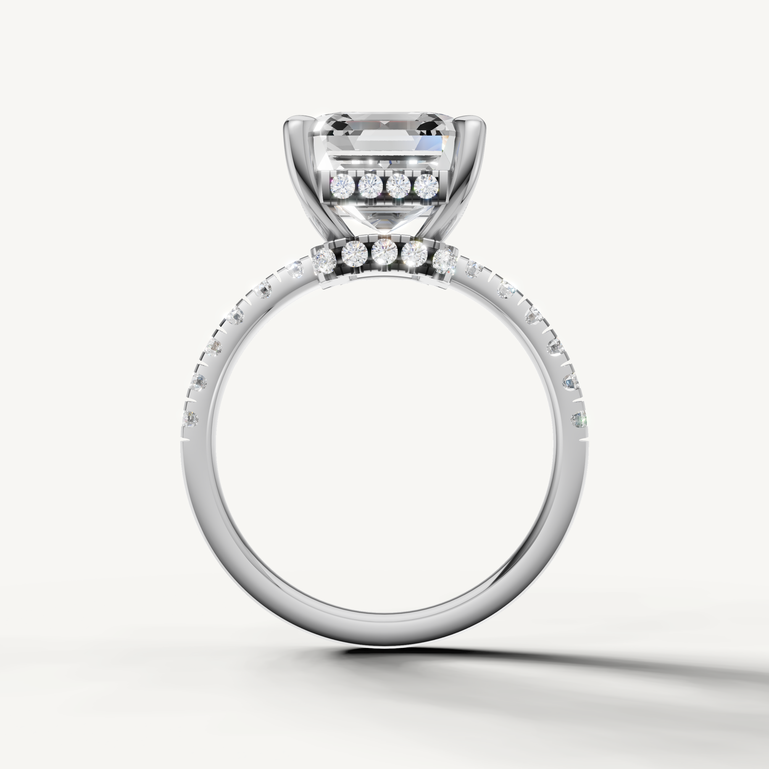 White Gold Asscher Diamond Engagement Ring with Hidden Halo – Raul Diamonds